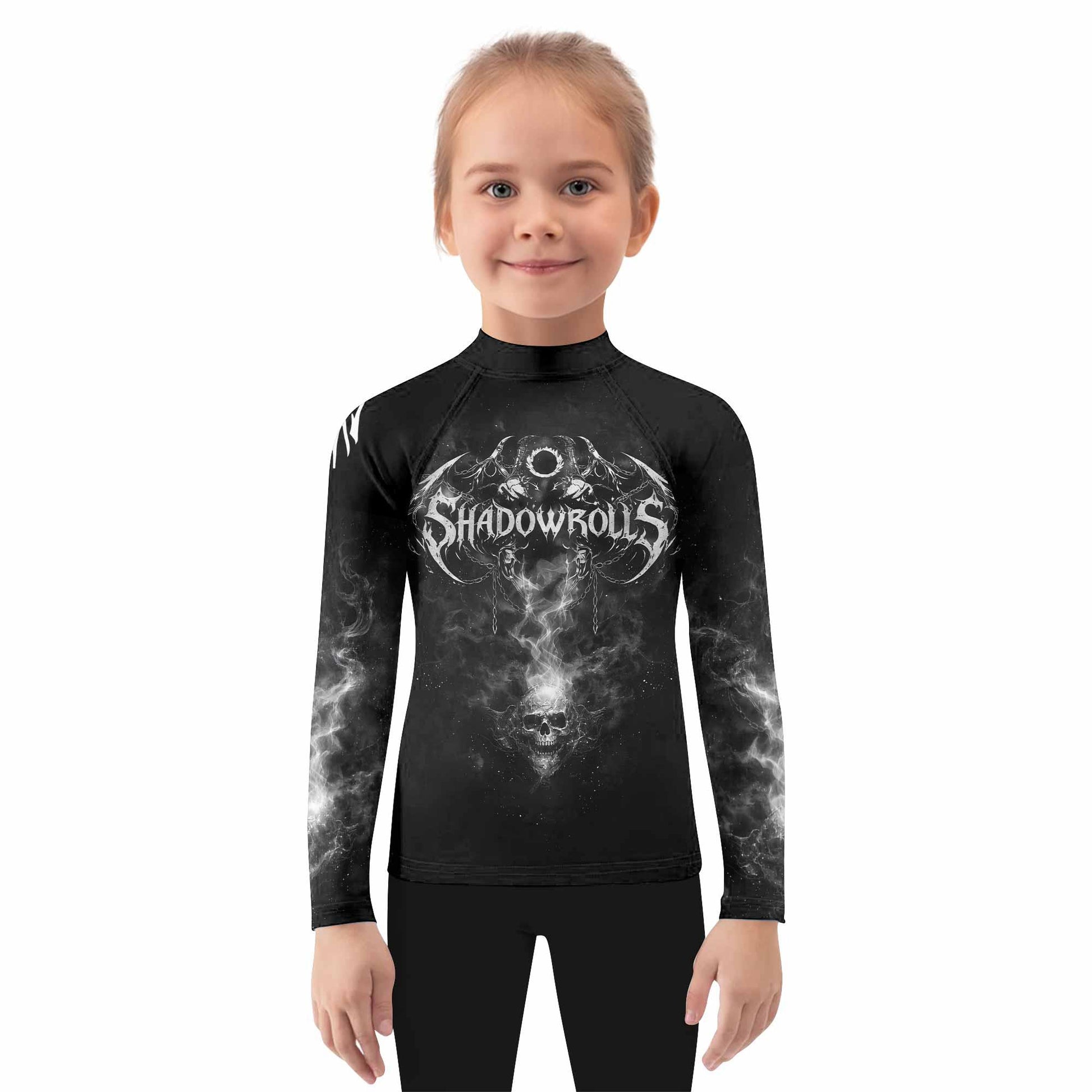 Wraith of the Abyss Kids Rash Guard Long Sleeve - girl's lifestyle view
