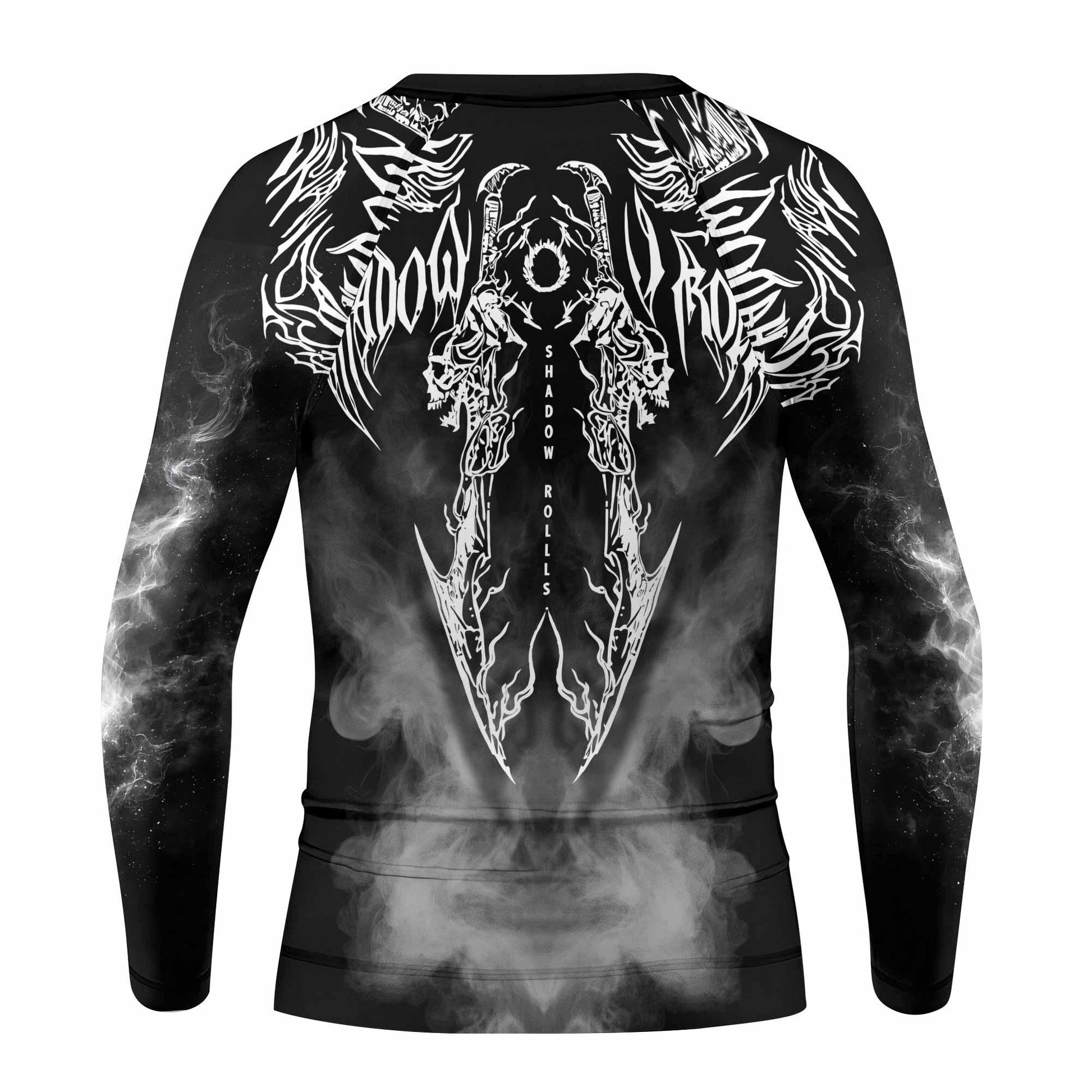 Wraith of the Abyss Kids Rash Guard Long Sleeve - back view mockup