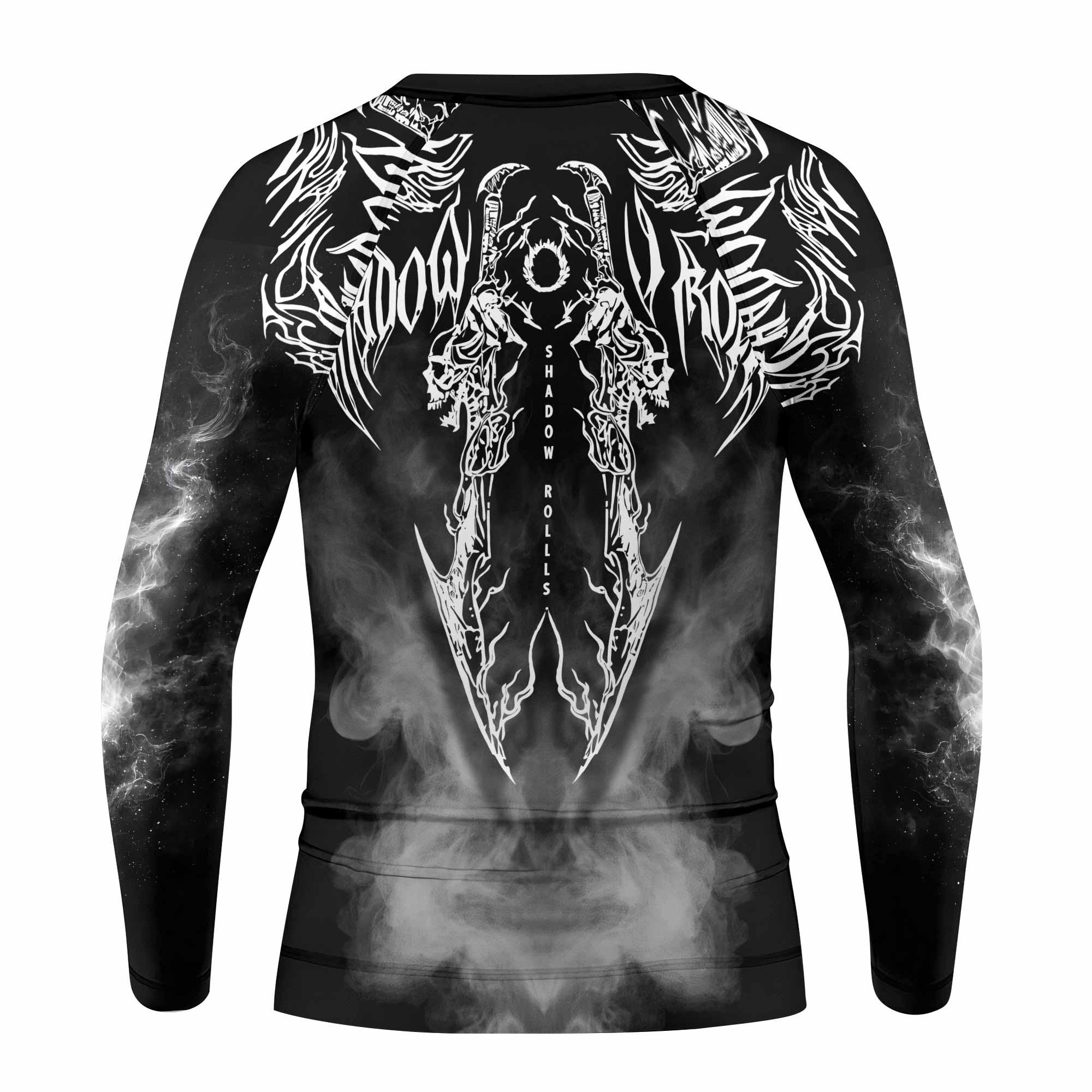 Wraith of the Abyss Kids Rash Guard Long Sleeve - back view mockup