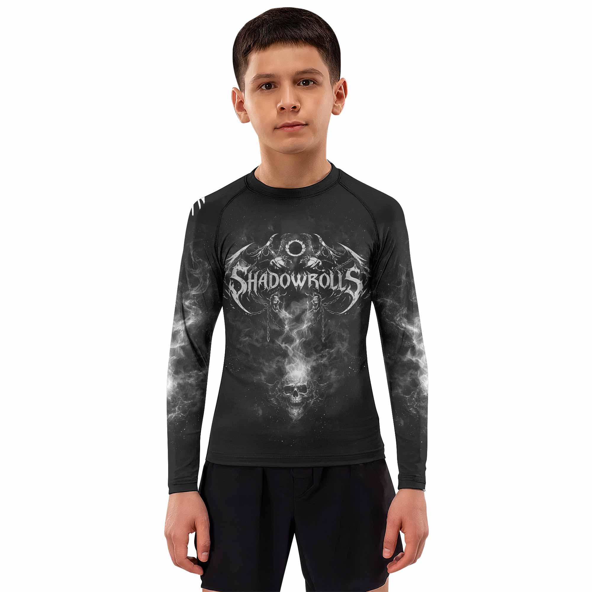 Wraith of the Abyss Kids Rash Guard Long Sleeve - boy's lifestyle view