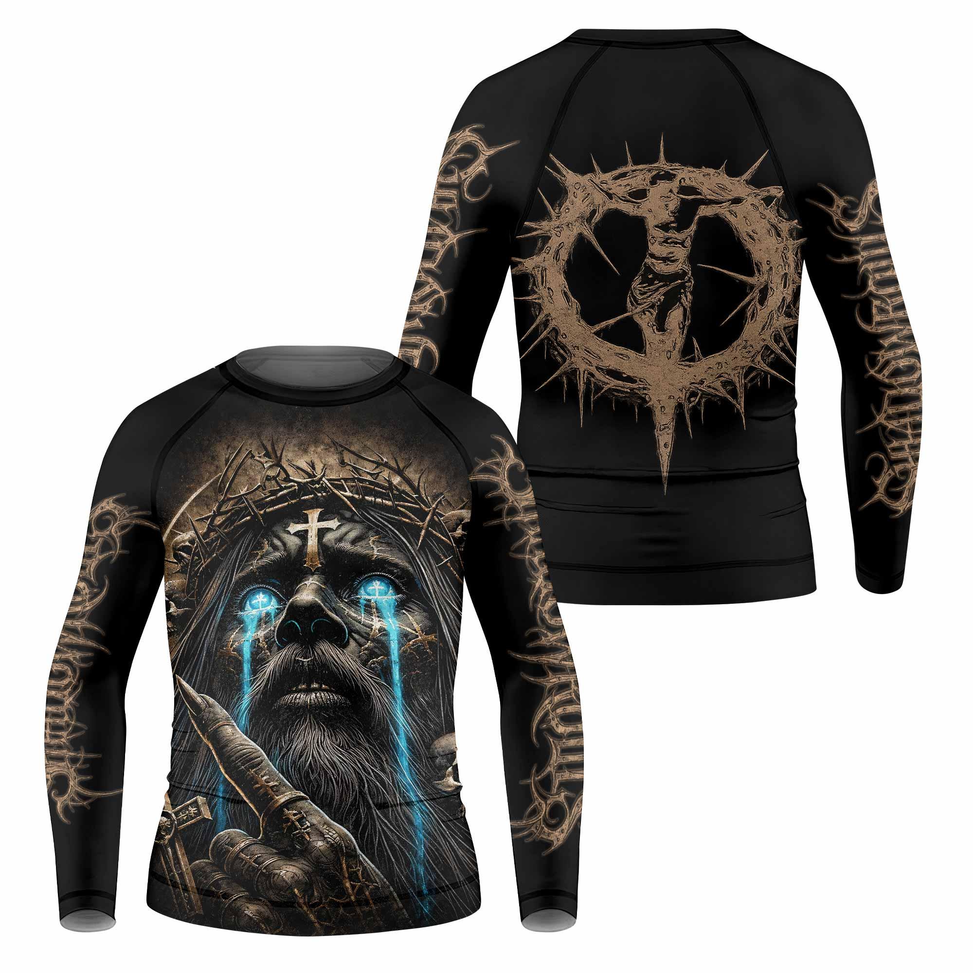 Tears Of Christ Kids Rash Guard Long Sleeve - front and back view