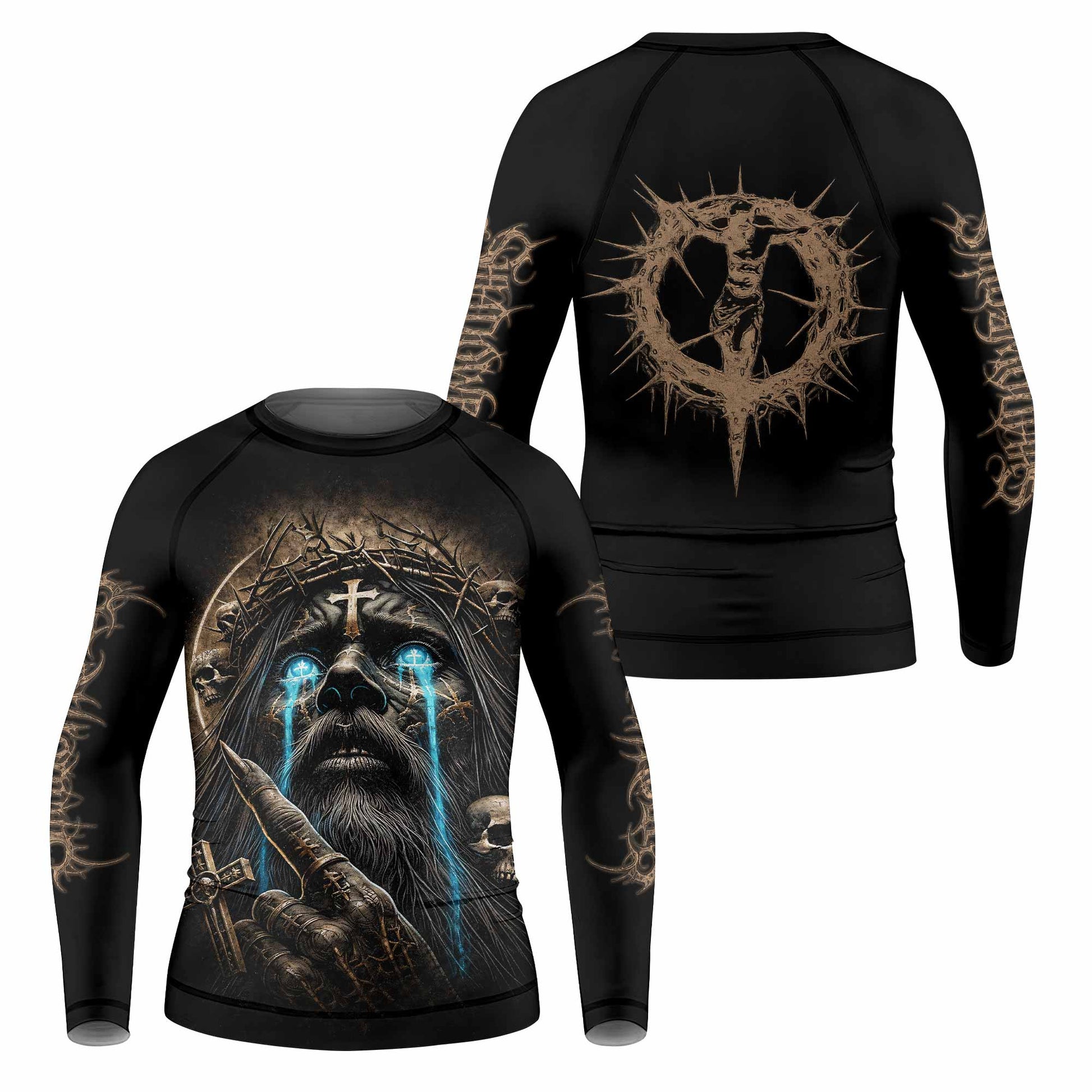 Tears Of Christ Kids Rash Guard Long Sleeve - front and back view