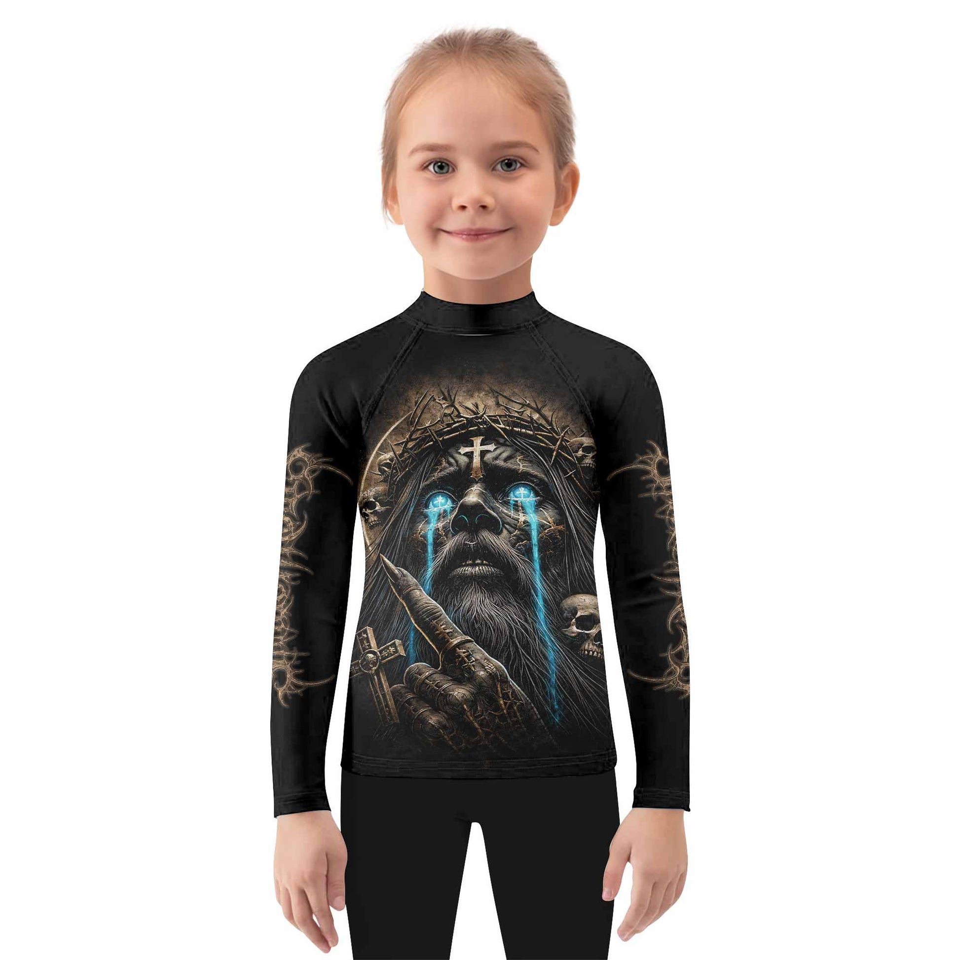 Tears Of Christ Kids Rash Guard Long Sleeve - girl's lifestyle view