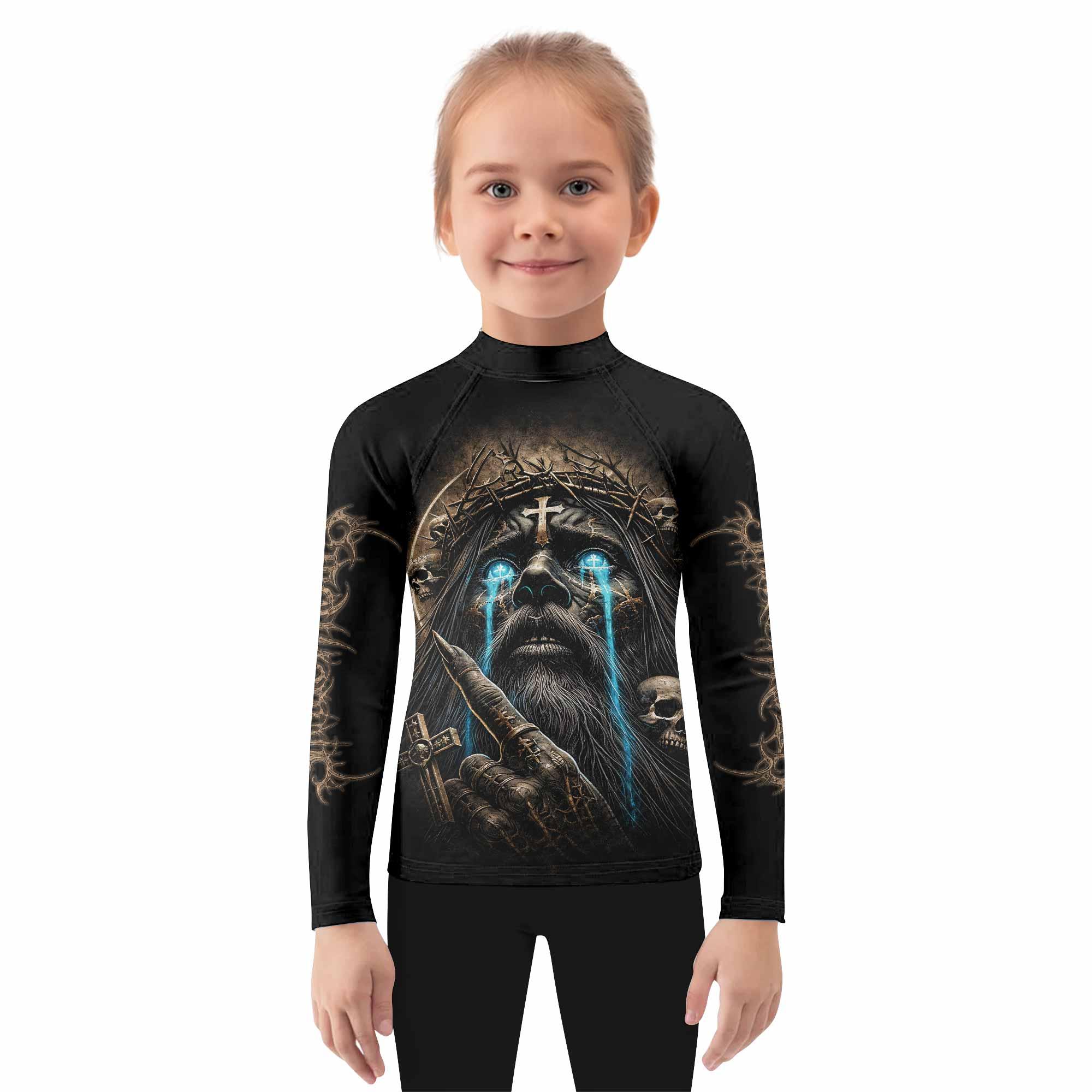 Tears Of Christ Kids Rash Guard Long Sleeve - girl's lifestyle view