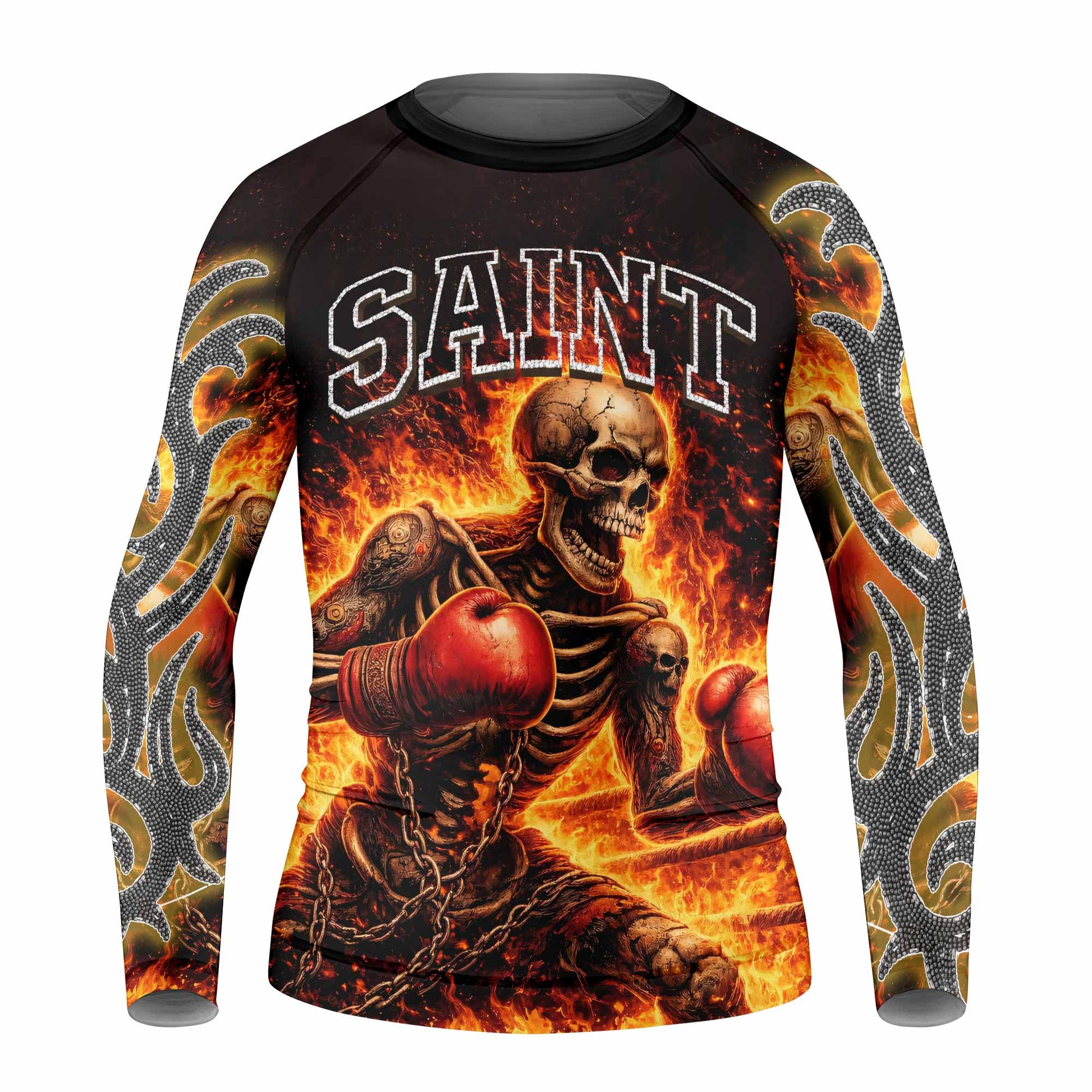 Saint King of Kings Kids Rash Guard Long Sleeve - front view mockup