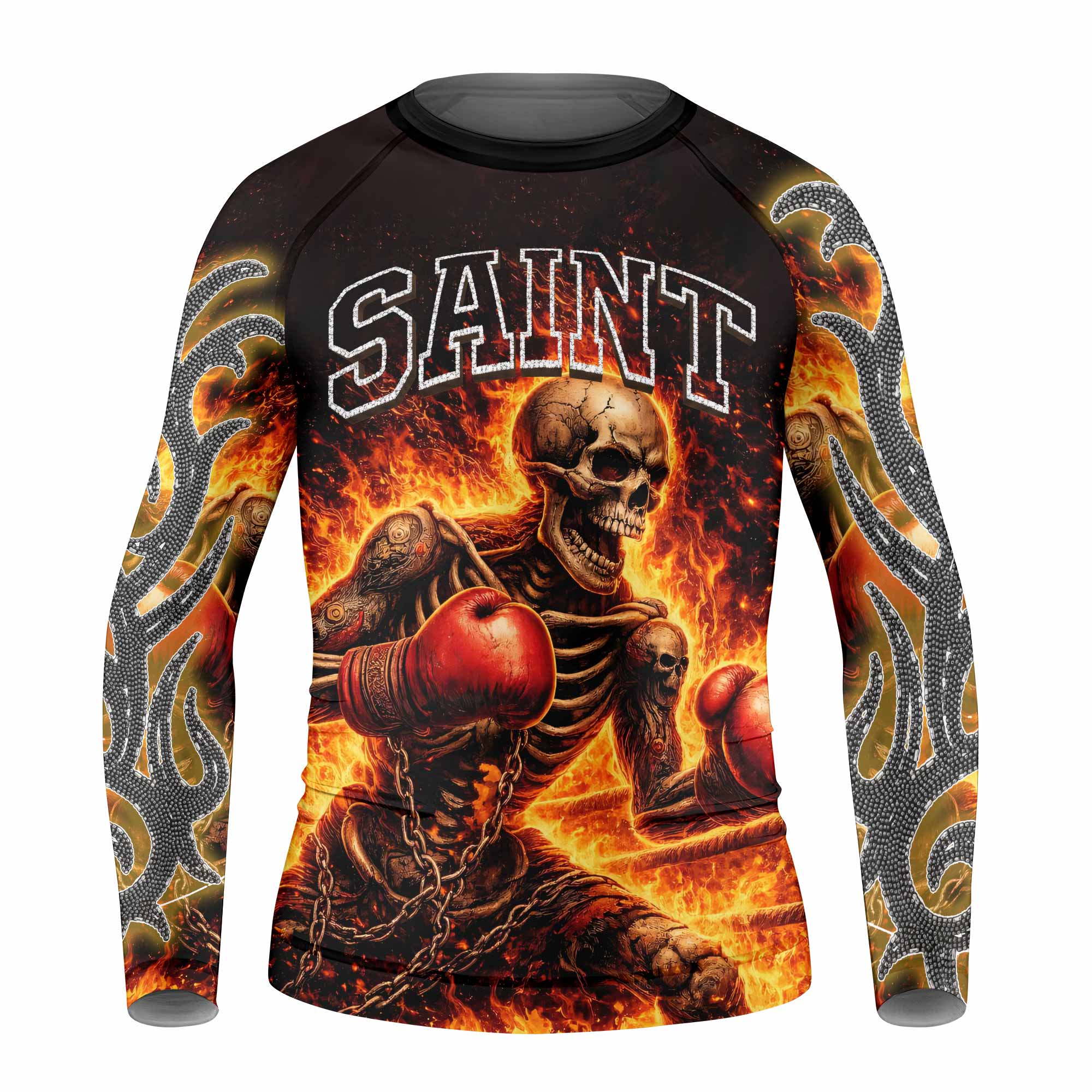 Saint King of Kings Kids Rash Guard Long Sleeve - front view mockup