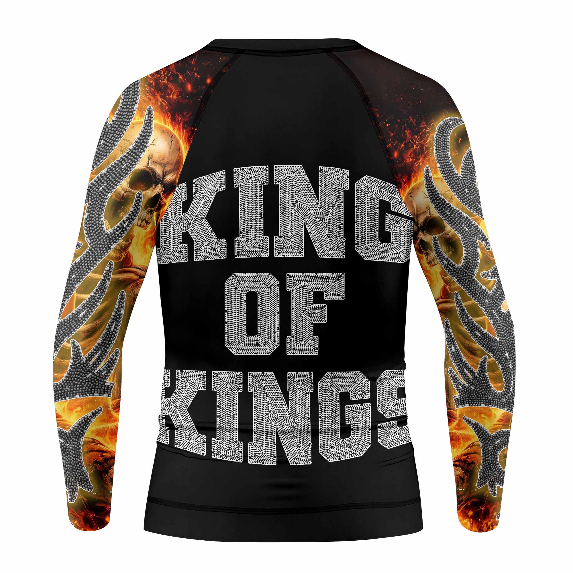 Saint King of Kings Kids Rash Guard Long Sleeve - back view mockup