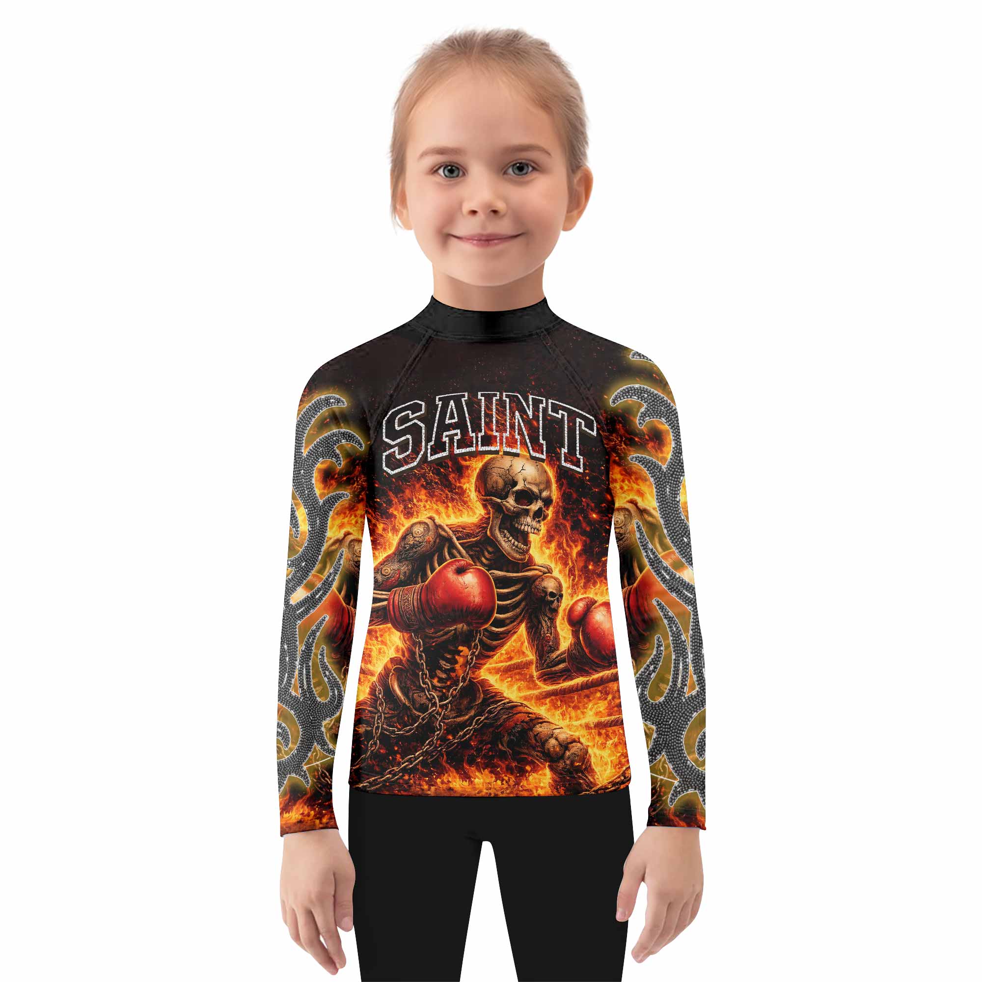 Saint King of Kings Kids Rash Guard Long Sleeve - girl's lifestyle view