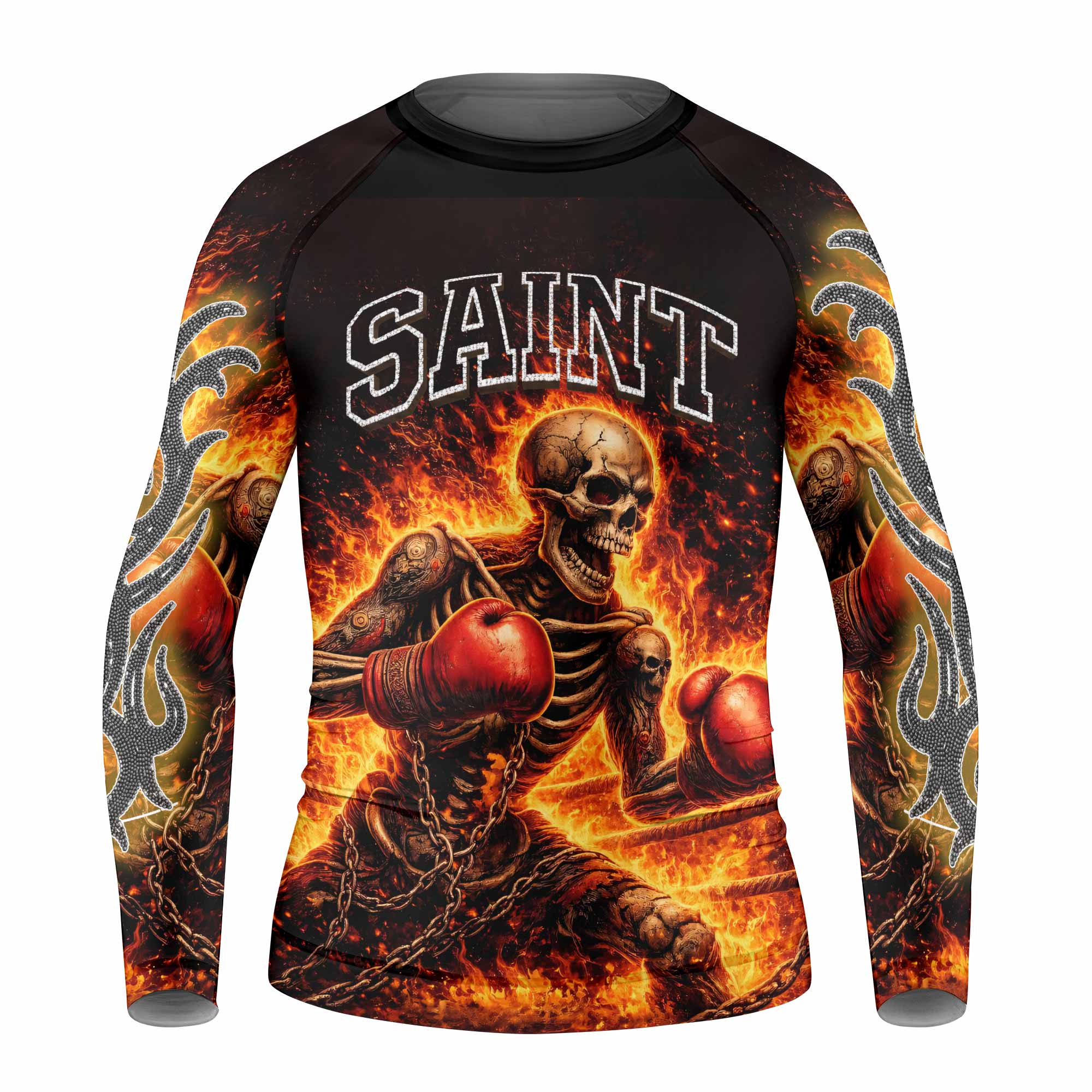 Saint King of Kings Kids Rash Guard Long Sleeve - front view mockup