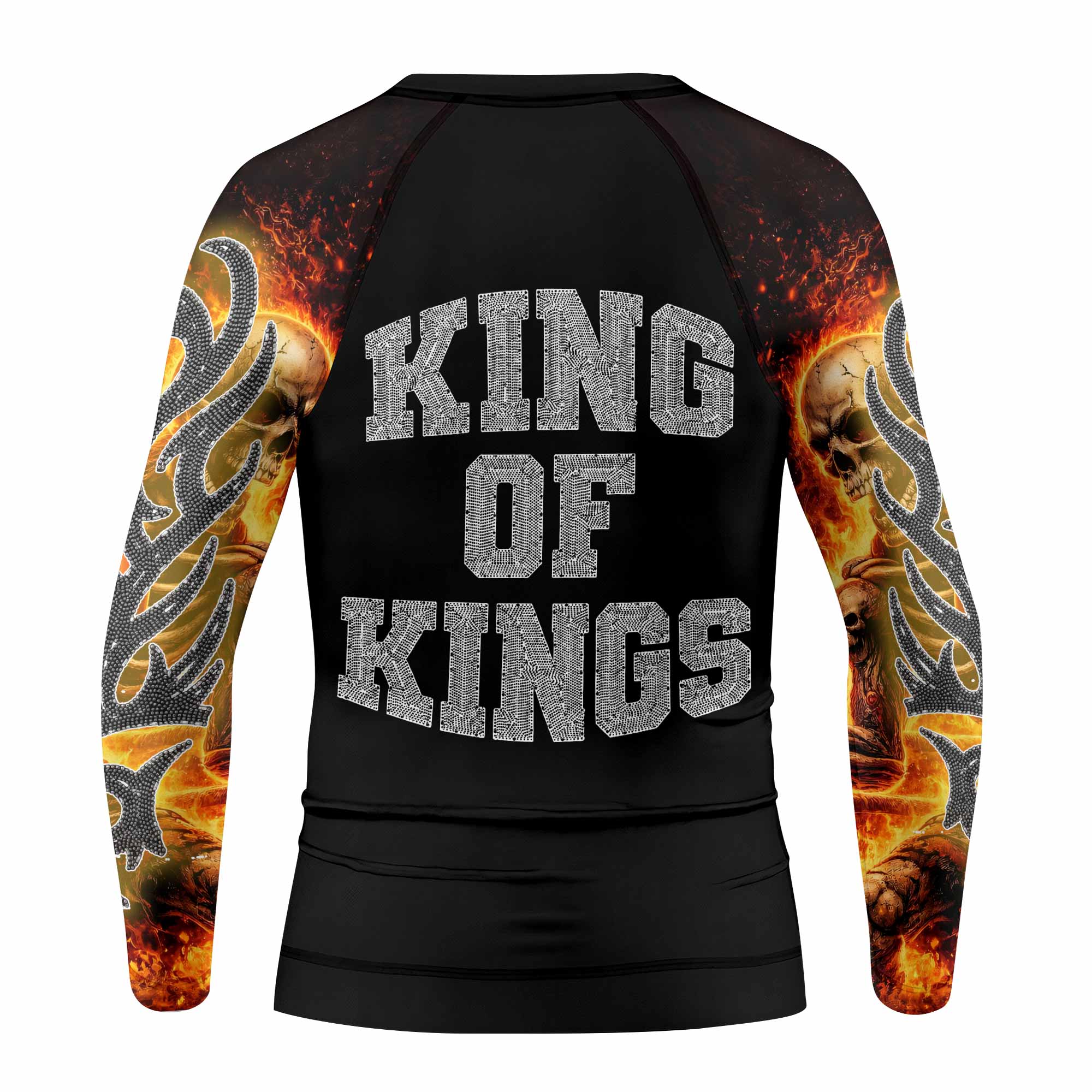 Saint King of Kings Kids Rash Guard Long Sleeve - back view mockup