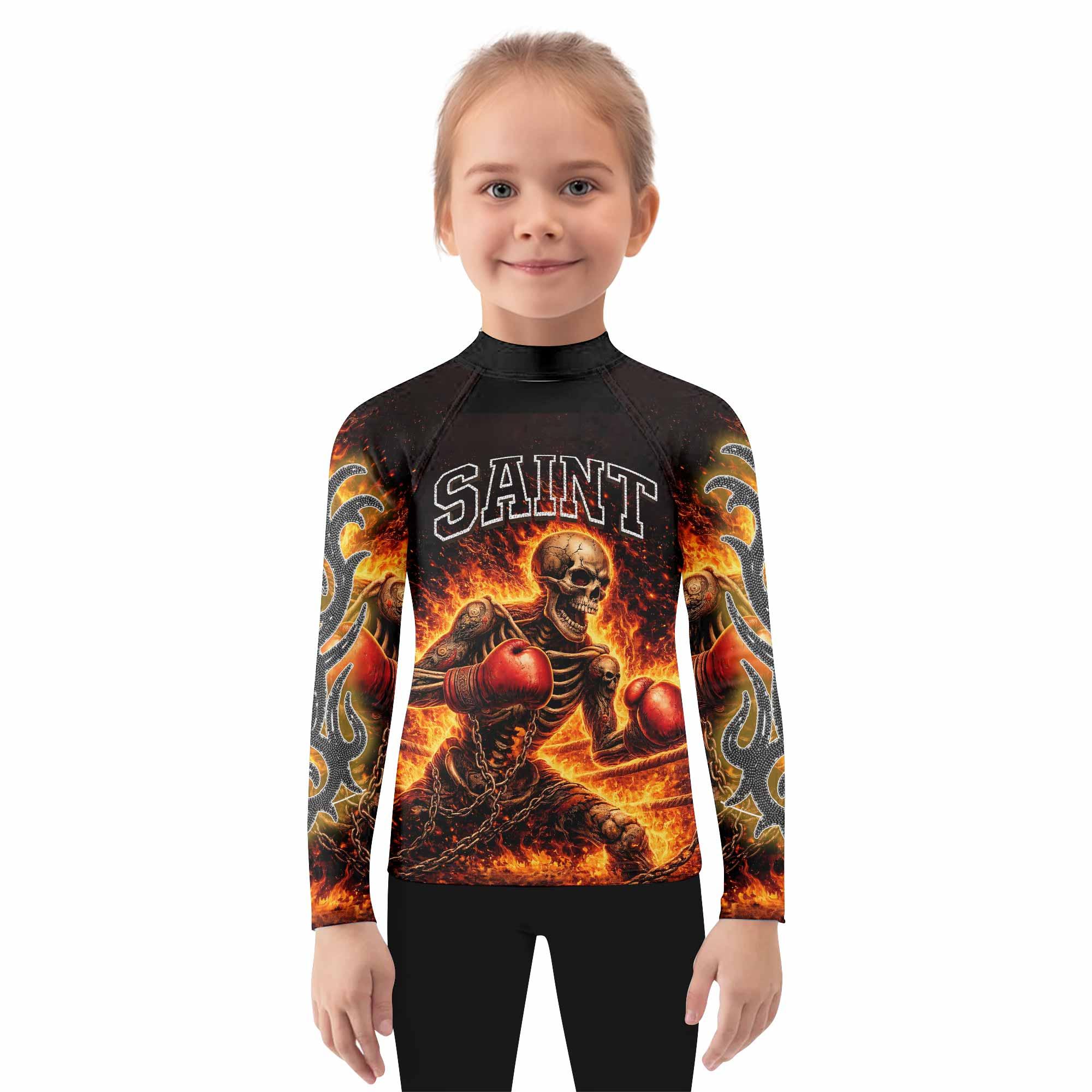 Saint King of Kings Kids Rash Guard Long Sleeve - girl's lifestyle view