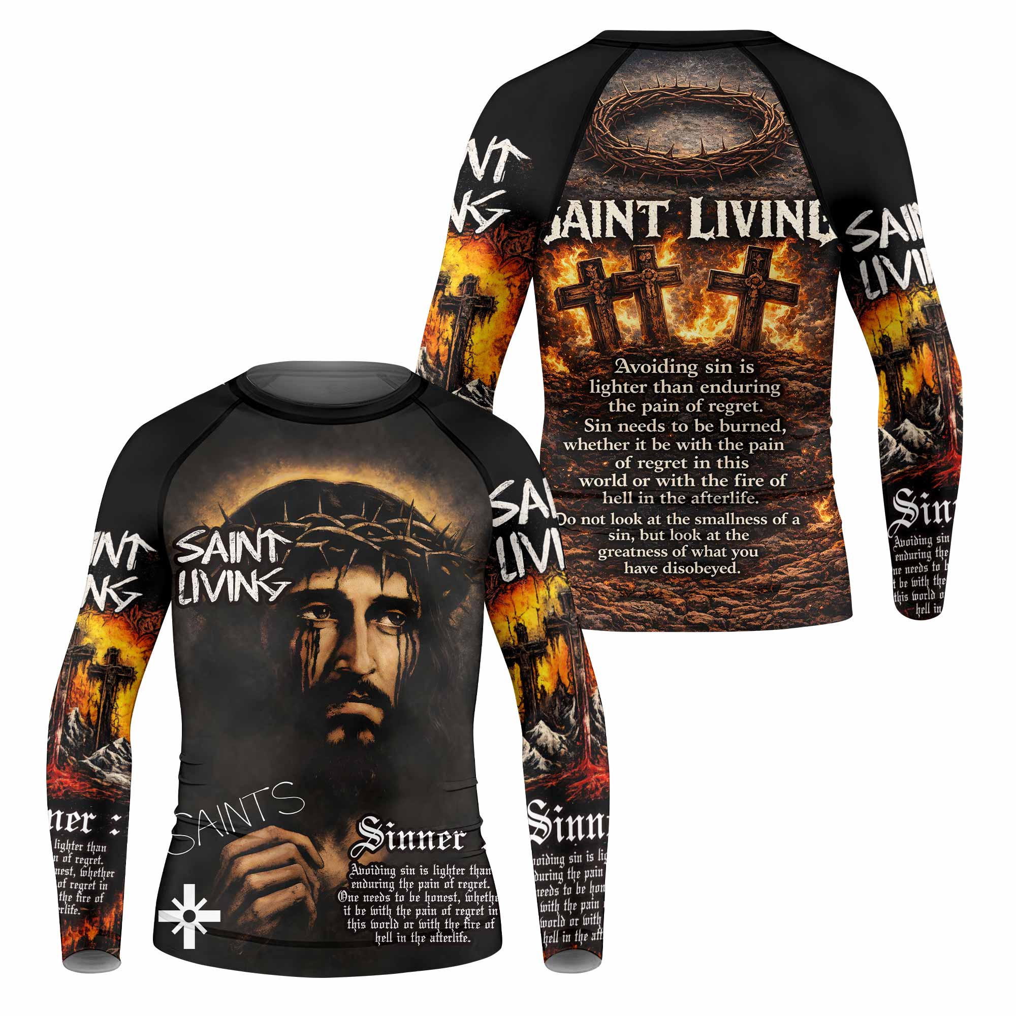 Saint Living Kids Rash Guard Long Sleeve - front and back view
