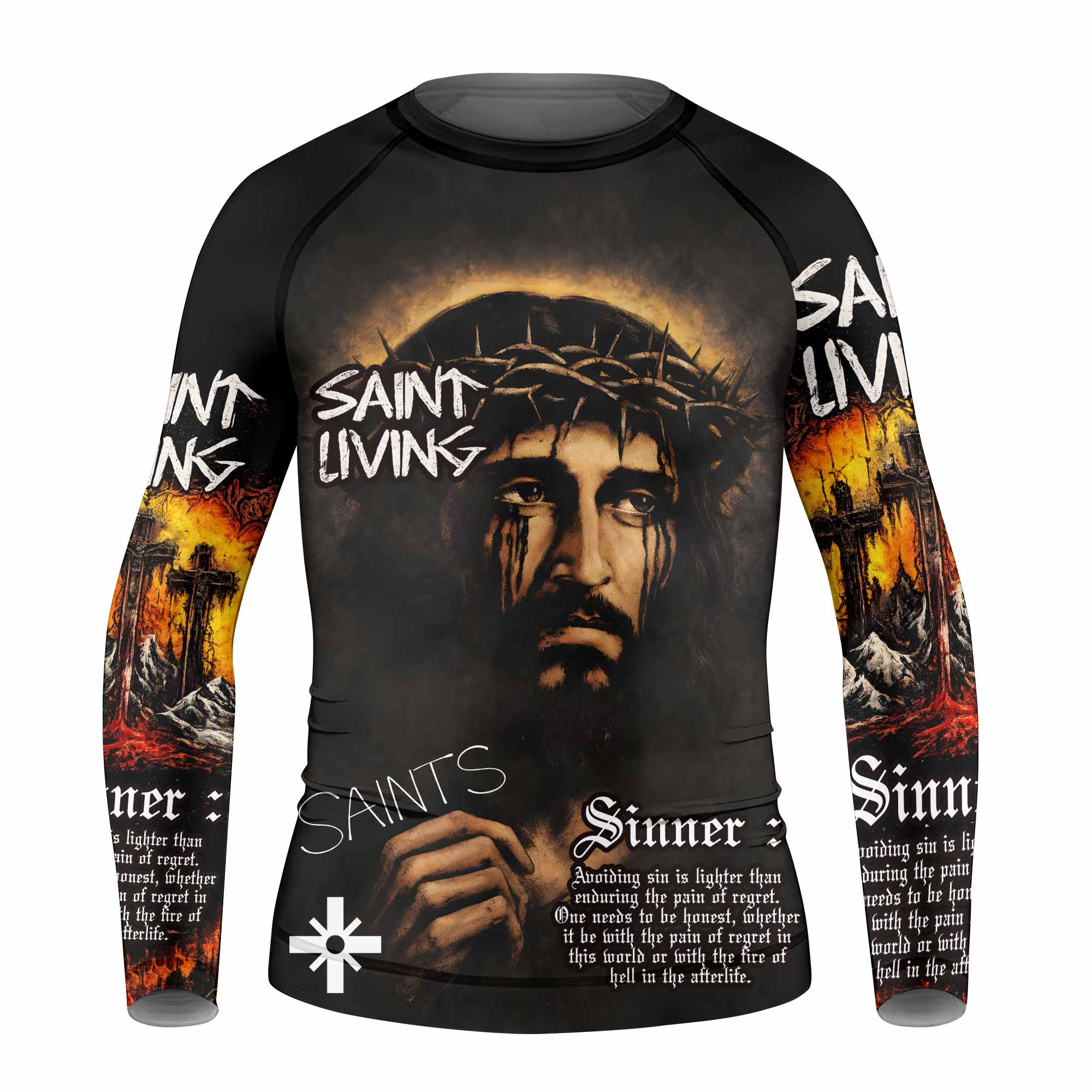 Saint Living Kids Rash Guard Long Sleeve - front view mockup