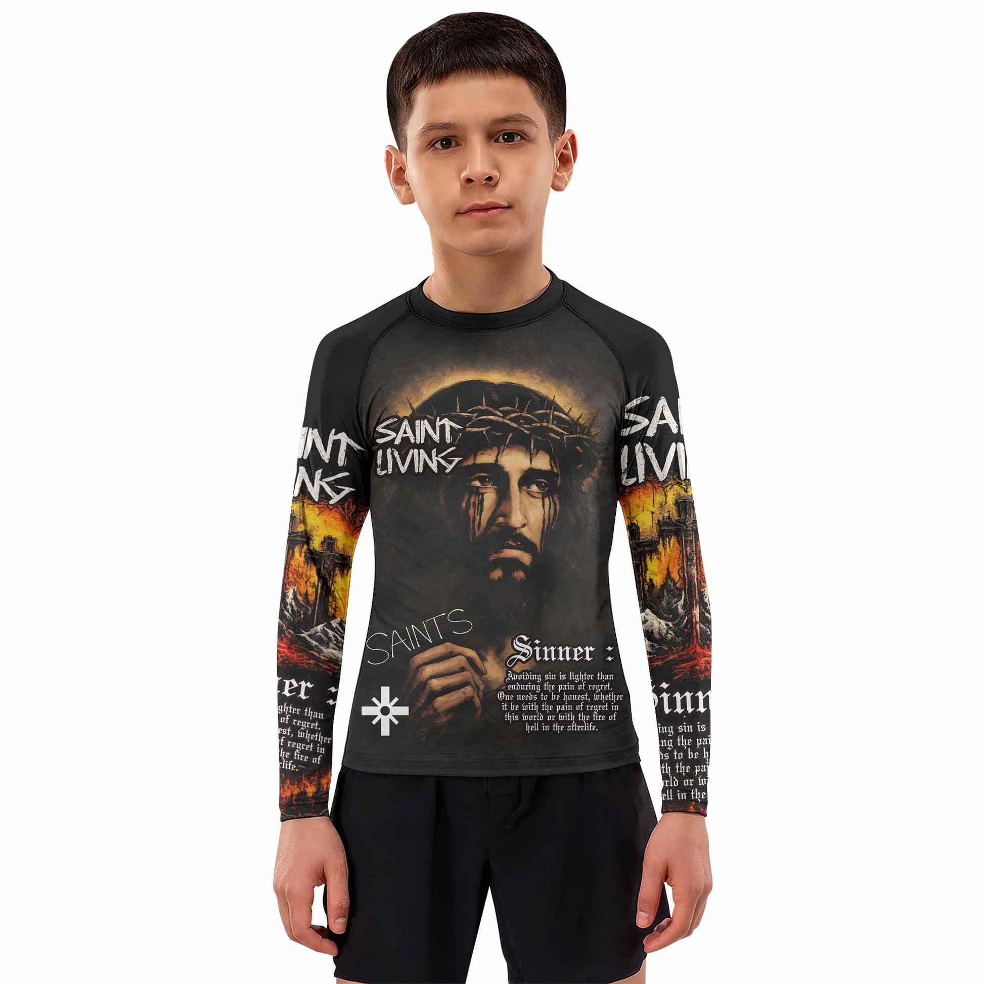 Saint Living Kids Rash Guard Long Sleeve - boy's lifestyle view