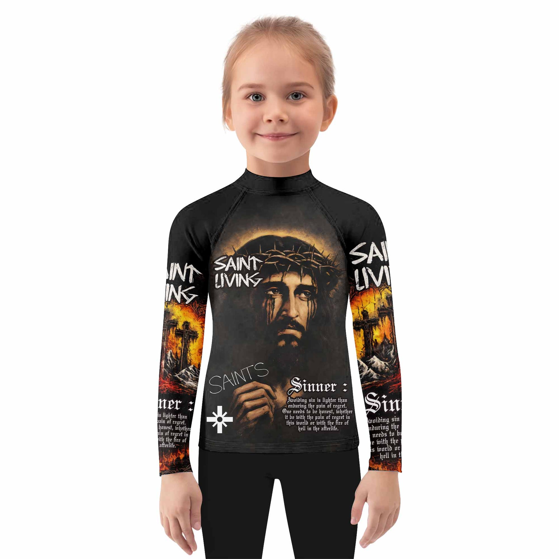 Saint Living Kids Rash Guard Long Sleeve - girl's lifestyle view