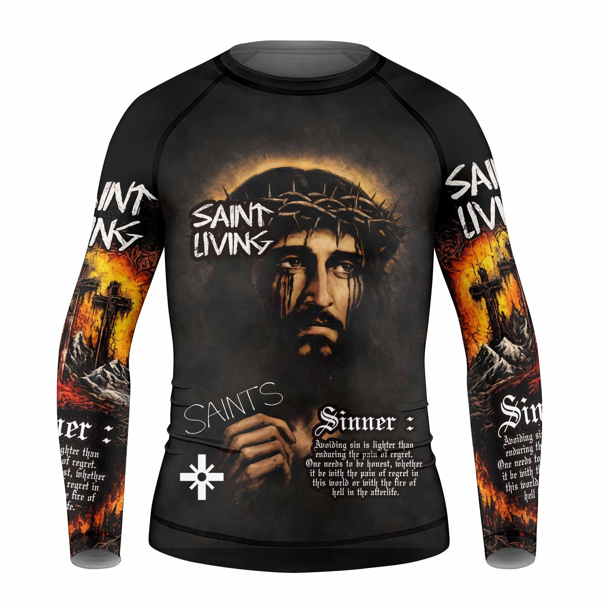 Saint Living Kids Rash Guard Long Sleeve - front view mockup