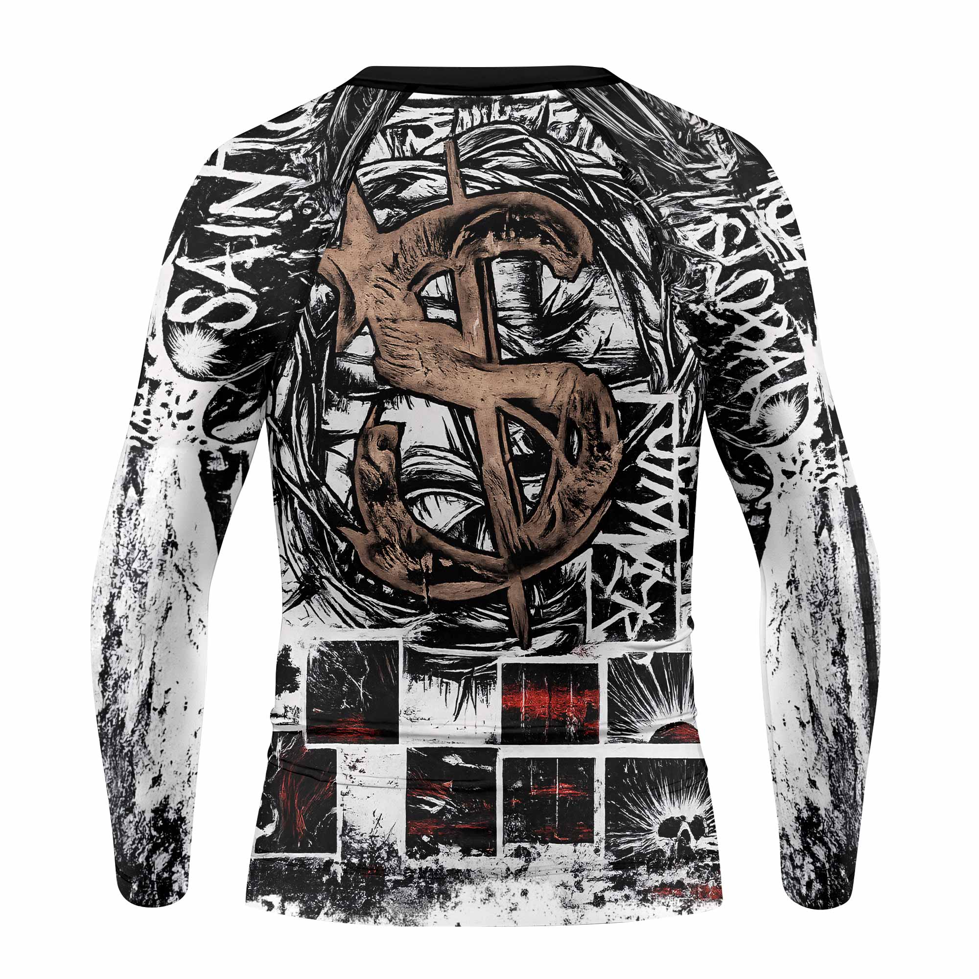 Man of Sorrows Kids Rash Guard Long Sleeve - back view mockup