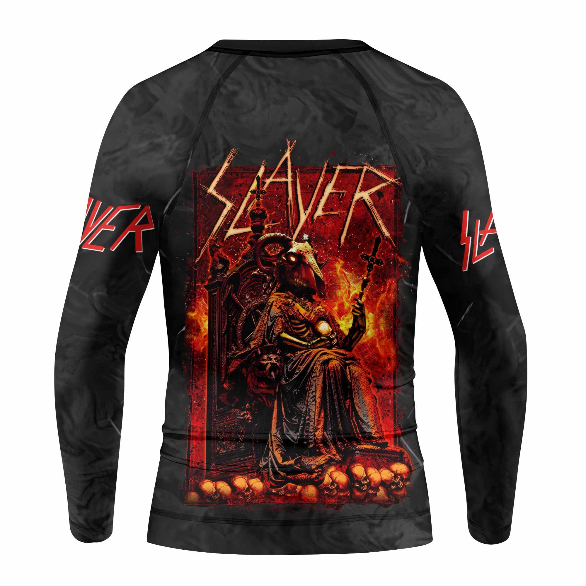 Slayer Goat Skull Kids Rash Guard Long Sleeve - back view mockup