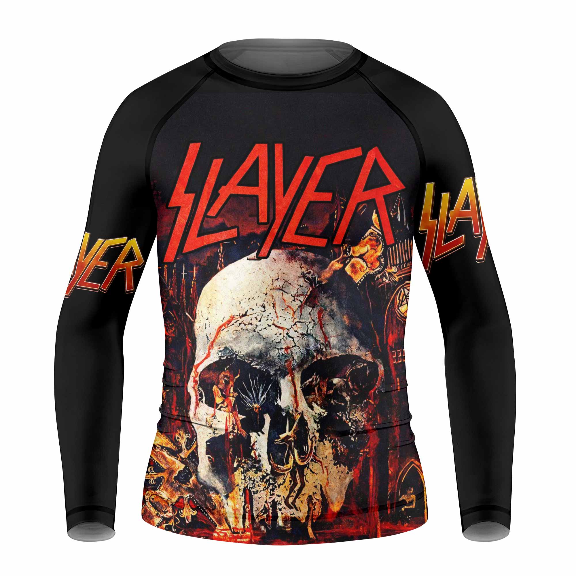 Slayer South Of Heaven Kids Rash Guard Long Sleeve - front view mockup