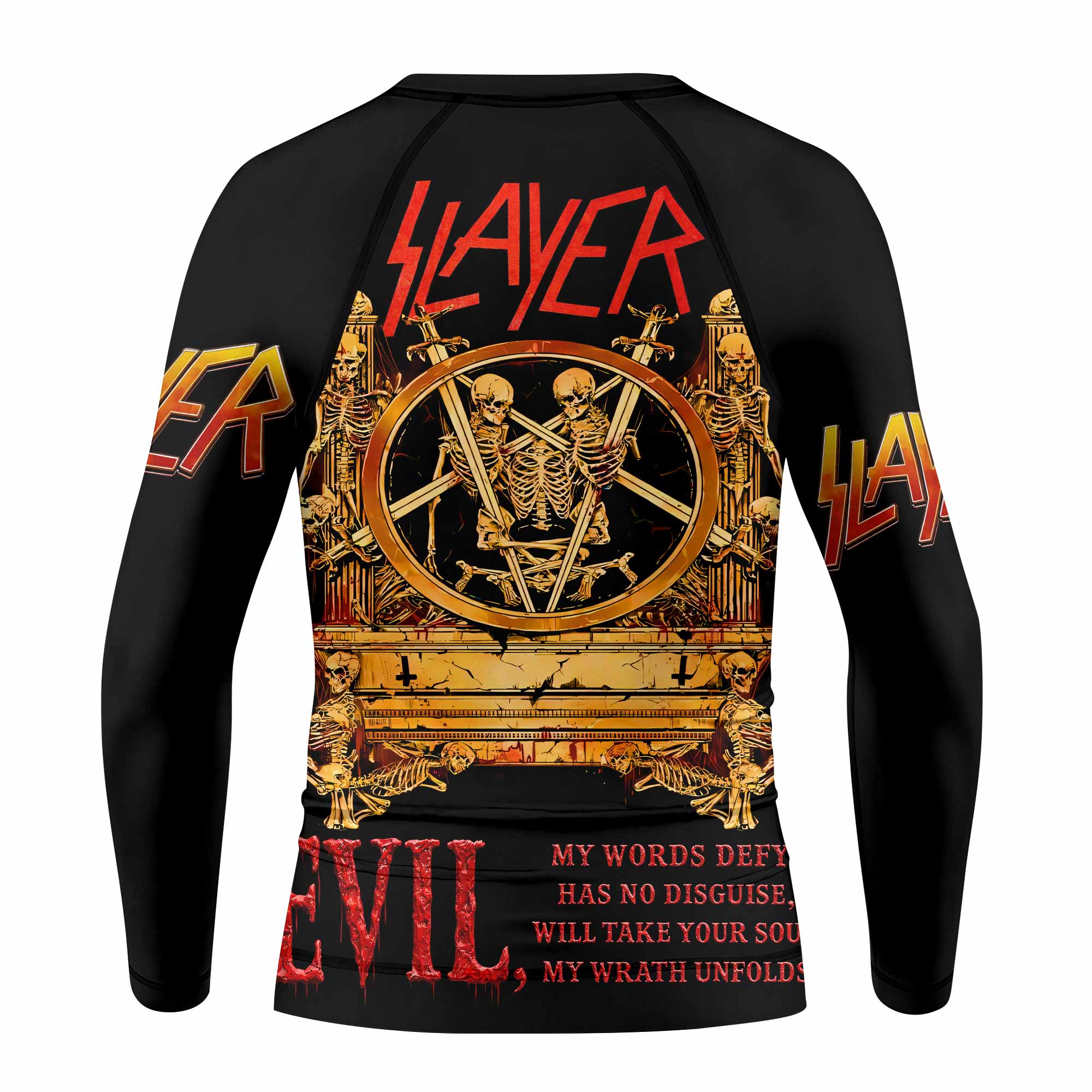 Slayer South Of Heaven Kids Rash Guard Long Sleeve - back view mockup
