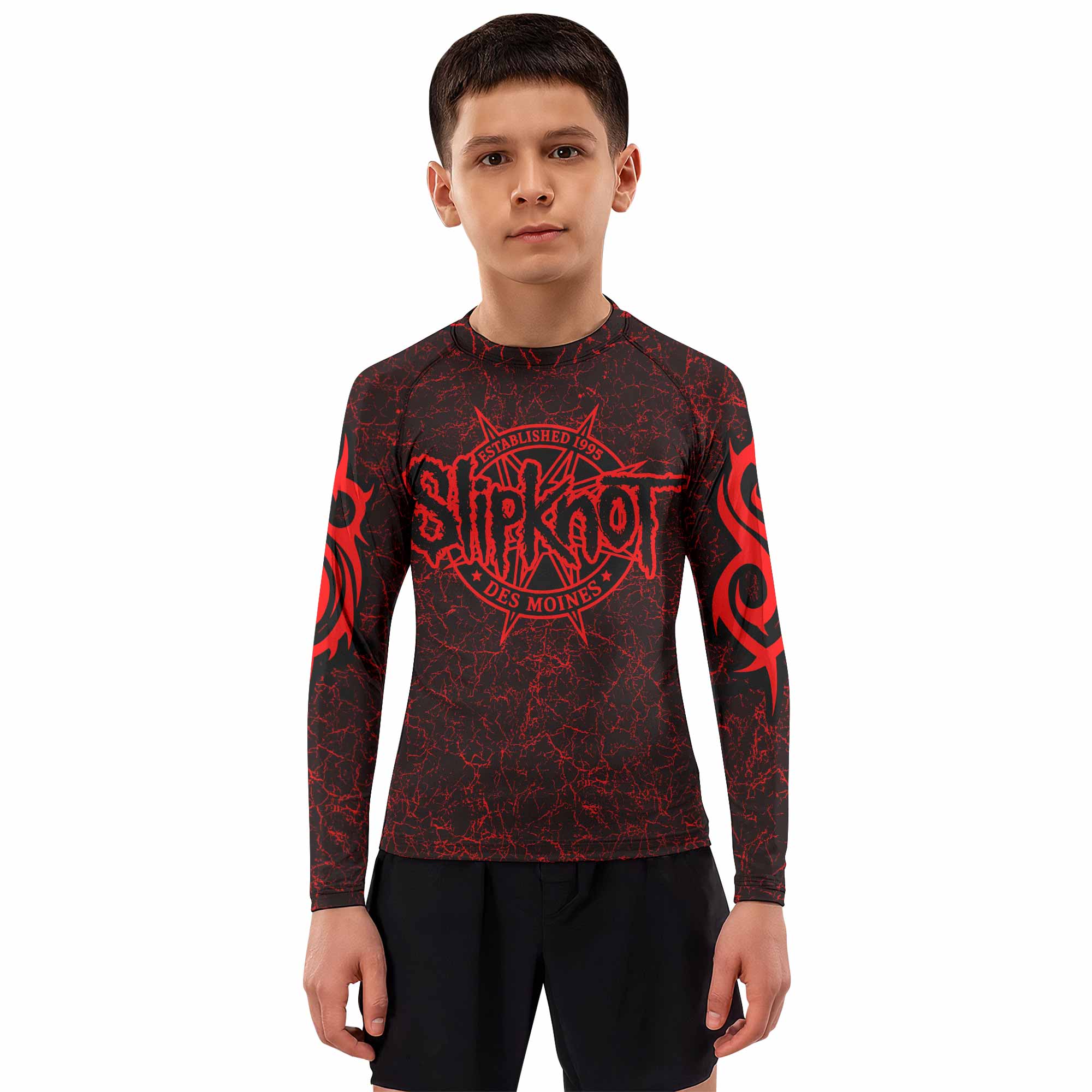 Slipknot Rotting Goat Kids Rash Guard Long Sleeve - boy's lifestyle view