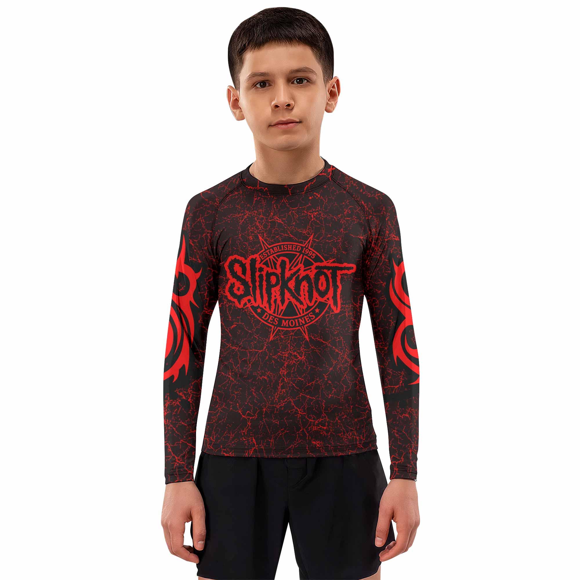 Slipknot Rotting Goat Kids Rash Guard Long Sleeve - boy's lifestyle view
