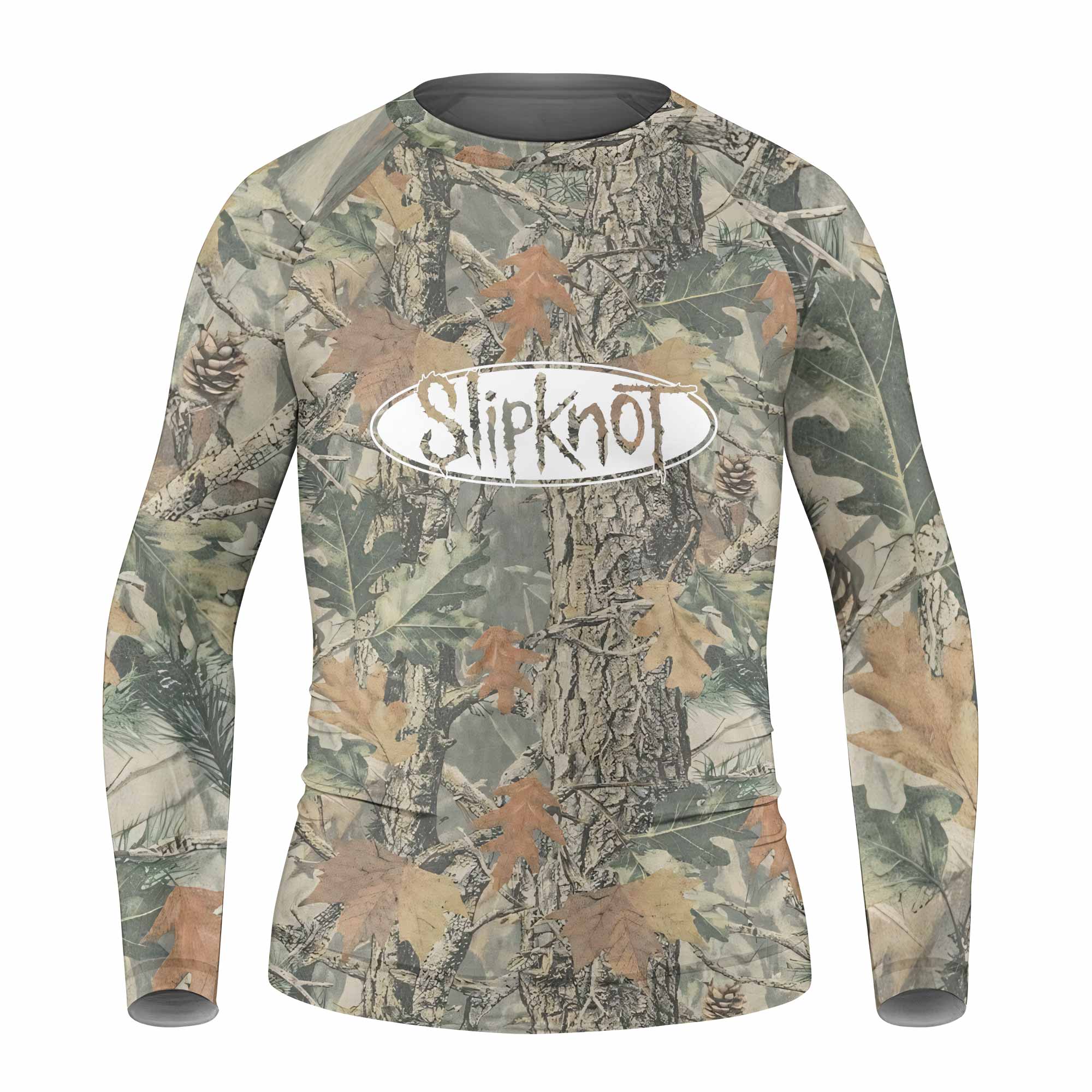 Slipknot Forest Camo Kids Rash Guard Long Sleeve - front view mockup
