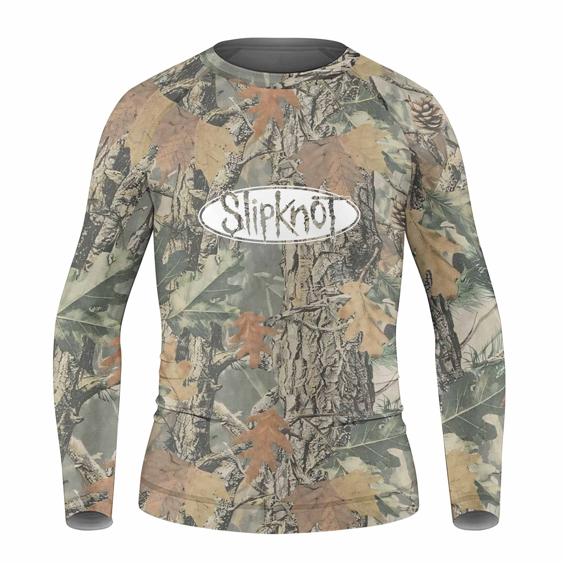 Slipknot Forest Camo Kids Rash Guard Long Sleeve - front view mockup