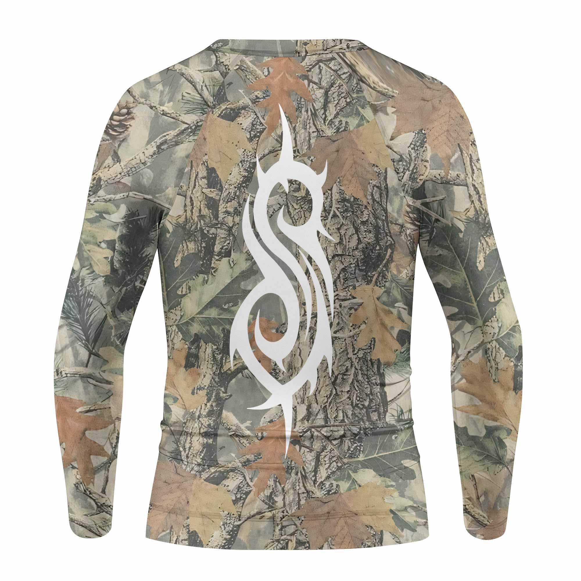 Slipknot Forest Camo Kids Rash Guard Long Sleeve - back view mockup