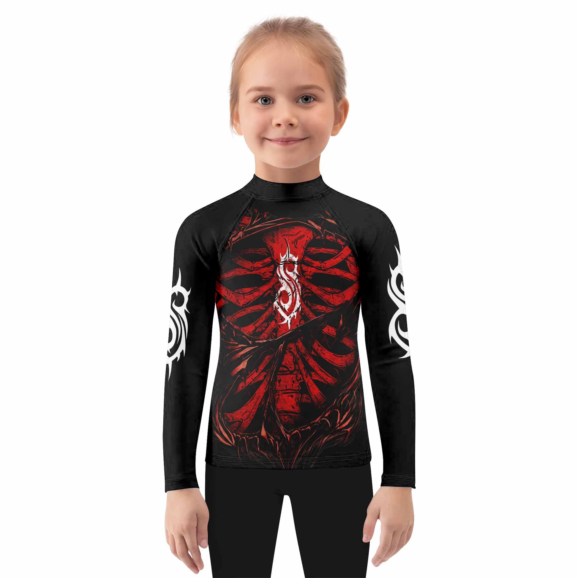 Slipknot Crimson Ribcage Kids Rash Guard Long Sleeve - girl's lifestyle view