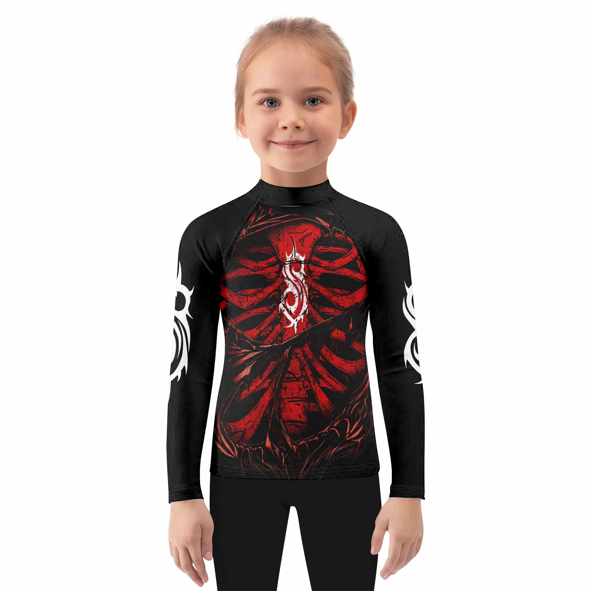 Slipknot Crimson Ribcage Kids Rash Guard Long Sleeve - girl's lifestyle view