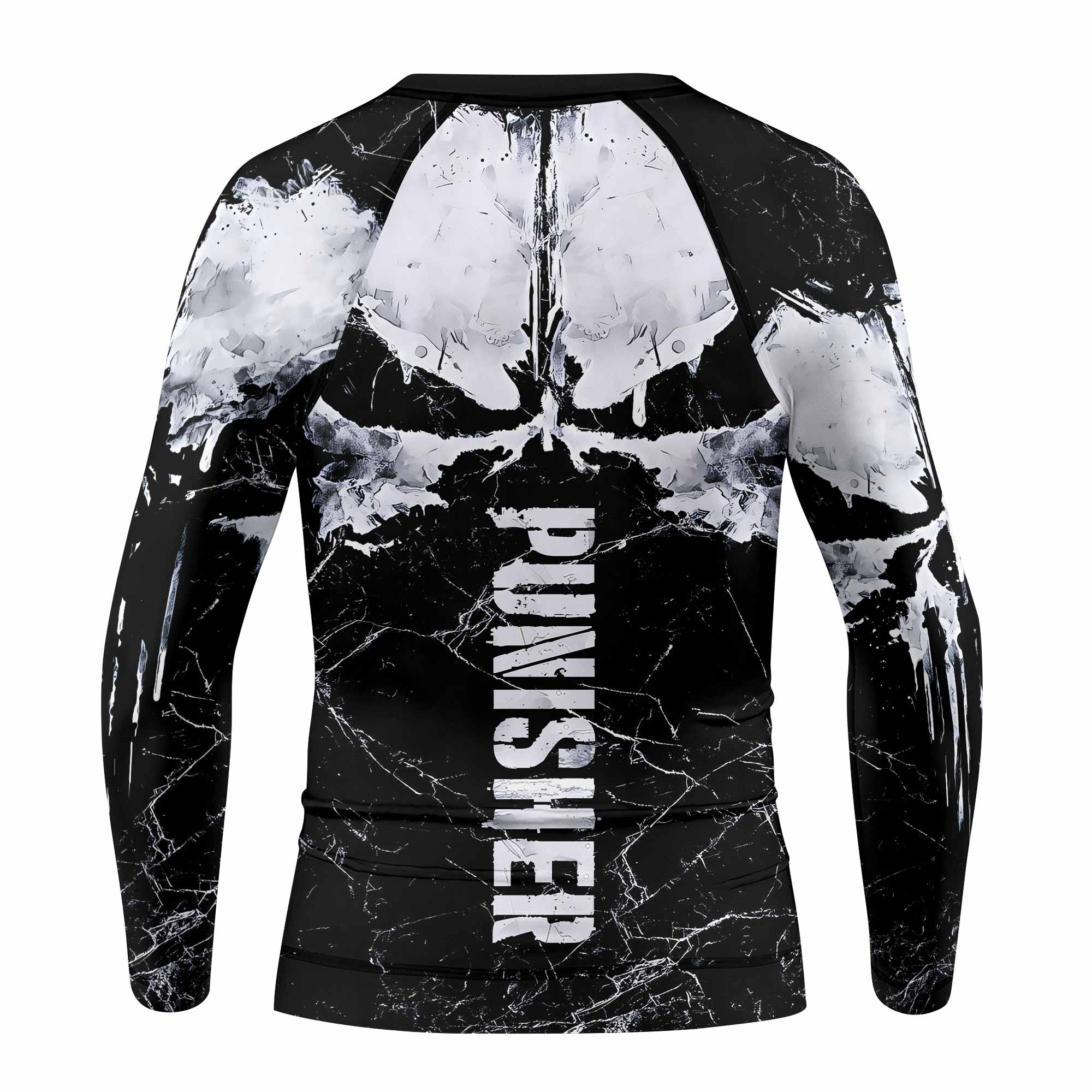 Punisher War Skull Kids Rash Guard Long Sleeve - back view mockup