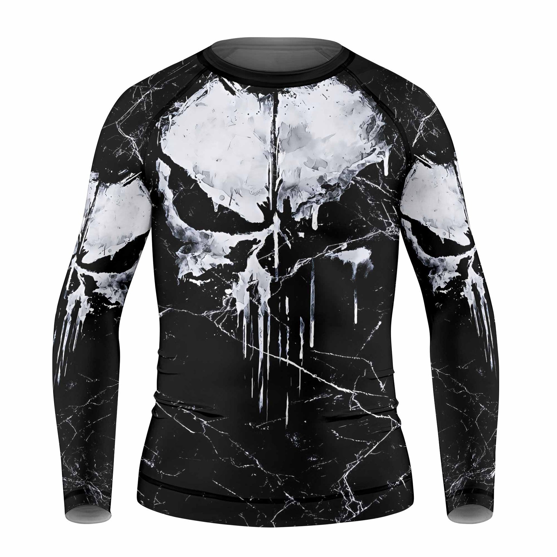 Punisher War Skull Kids Rash Guard Long Sleeve - front view mockup