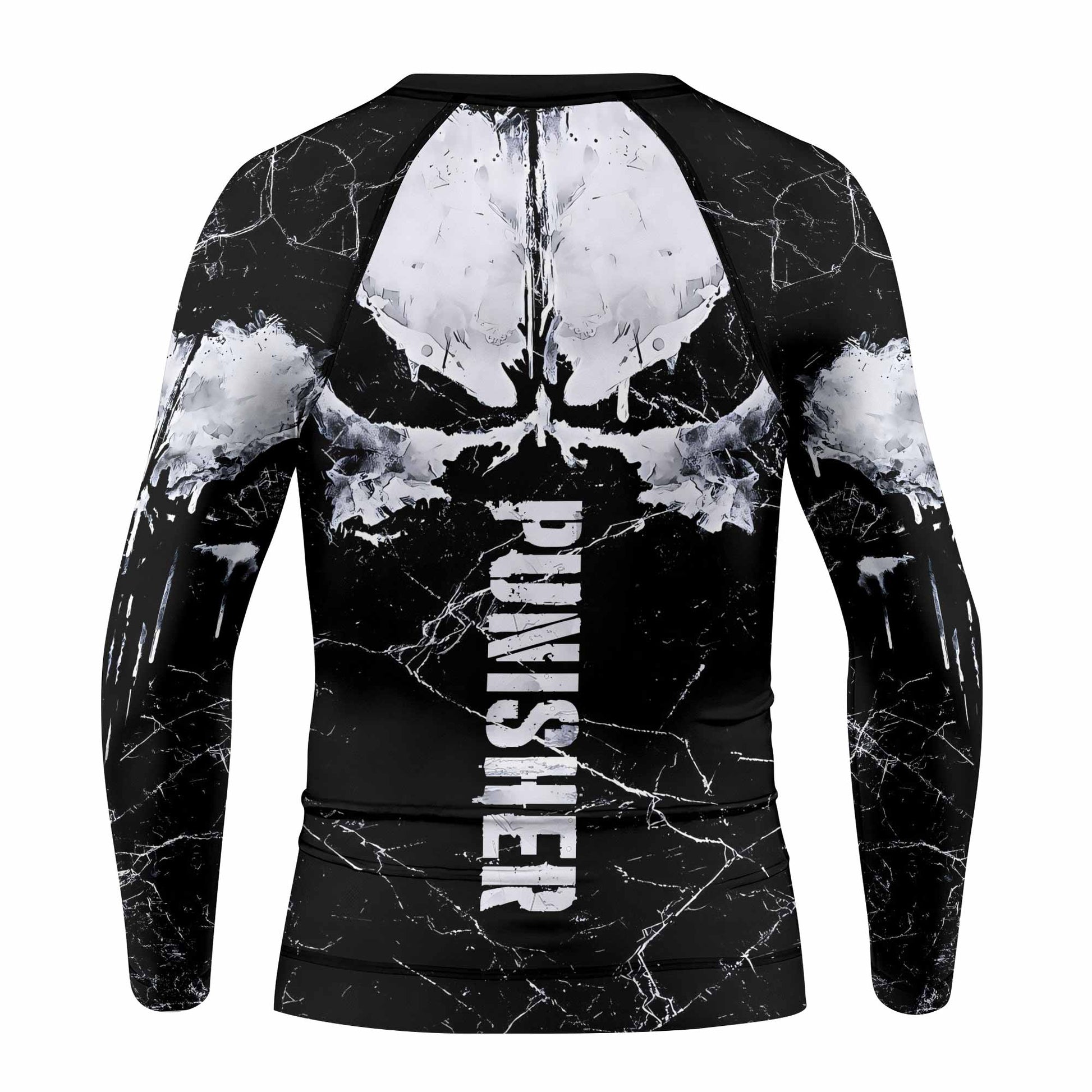 Punisher War Skull Kids Rash Guard Long Sleeve - back view mockup
