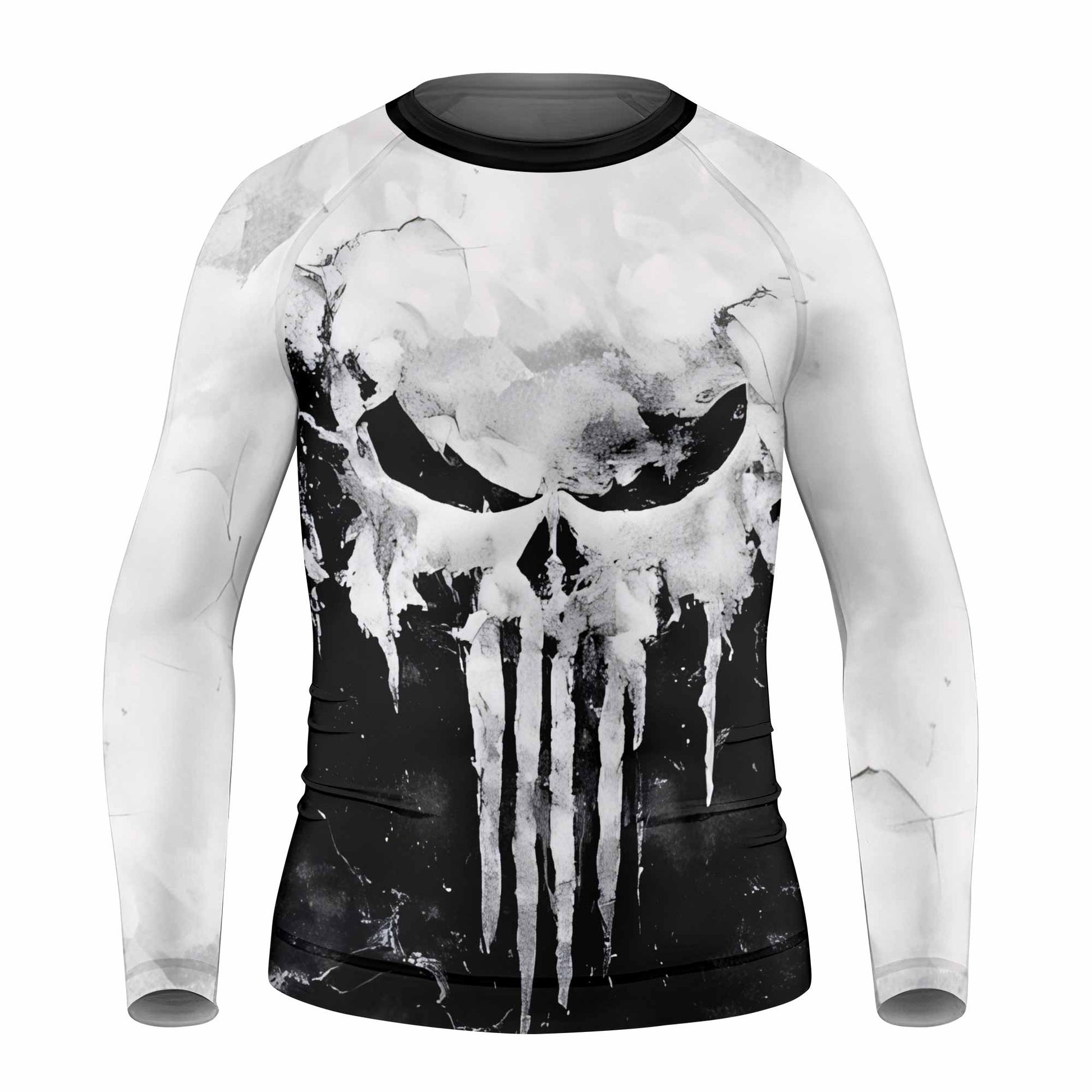 Punisher Ghost Skull Kids Rash Guard Long Sleeve - front view mockup