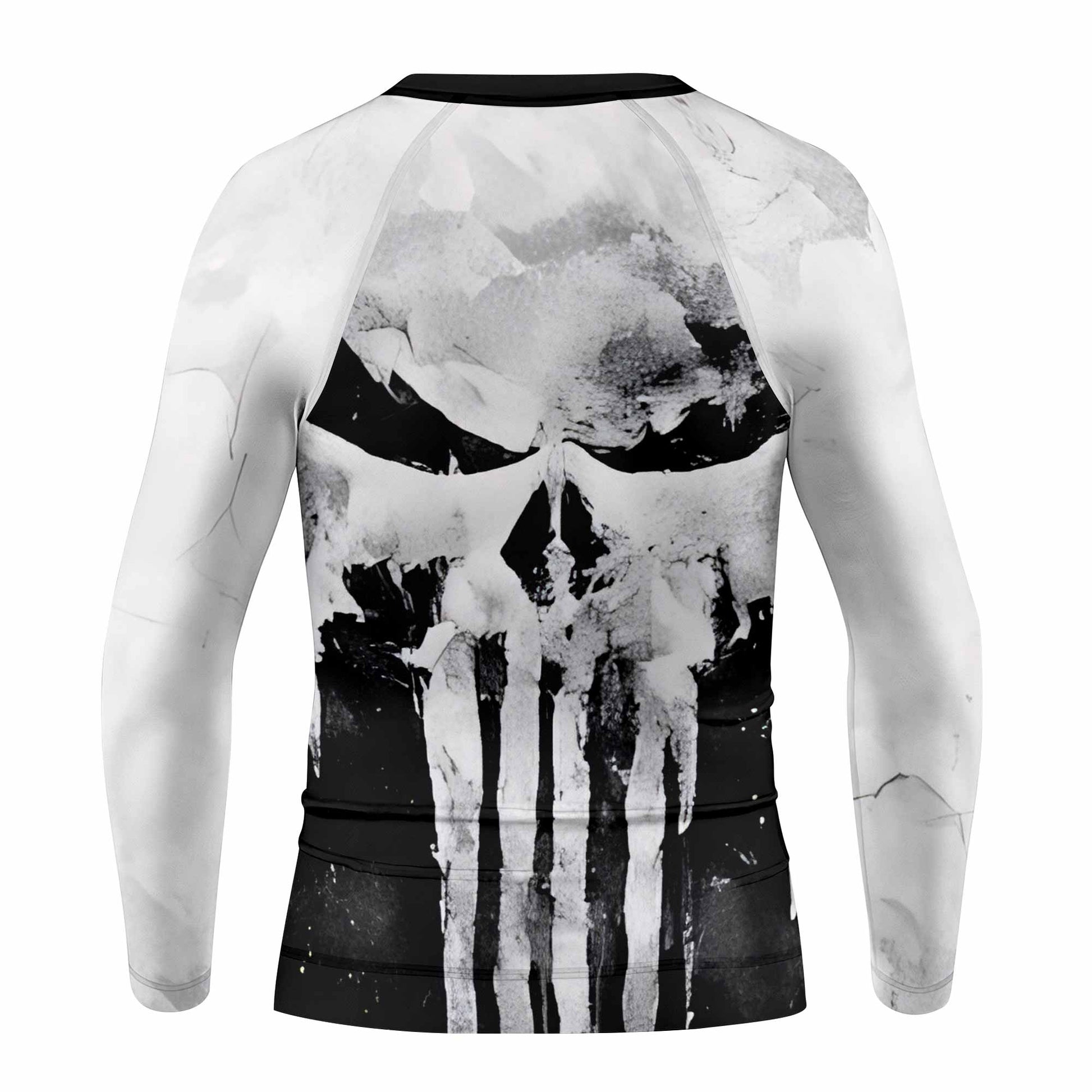 Punisher Ghost Skull Kids Rash Guard Long Sleeve - back view mockup