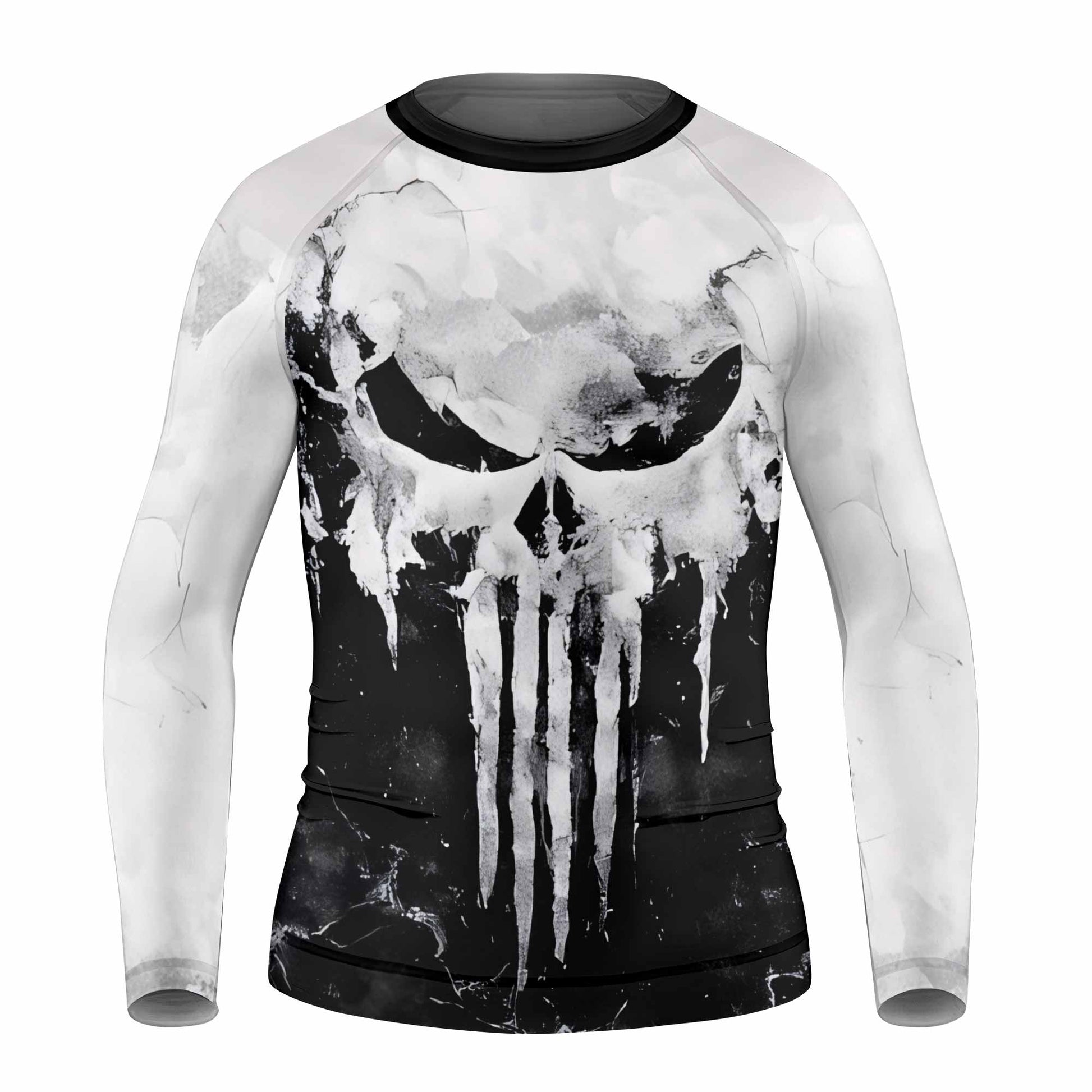 Punisher Ghost Skull Kids Rash Guard Long Sleeve - front view mockup