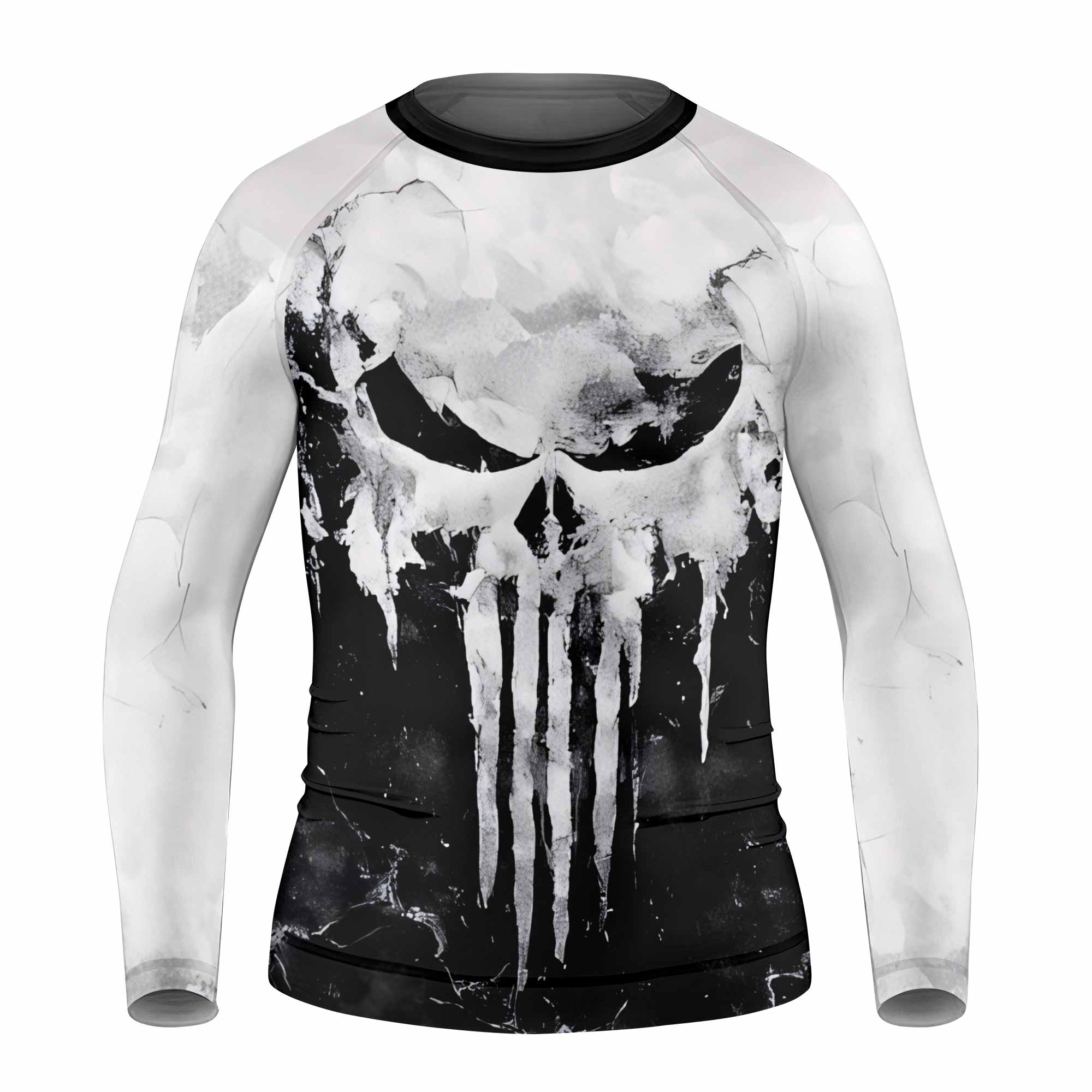 Punisher Ghost Skull Kids Rash Guard Long Sleeve - front view mockup