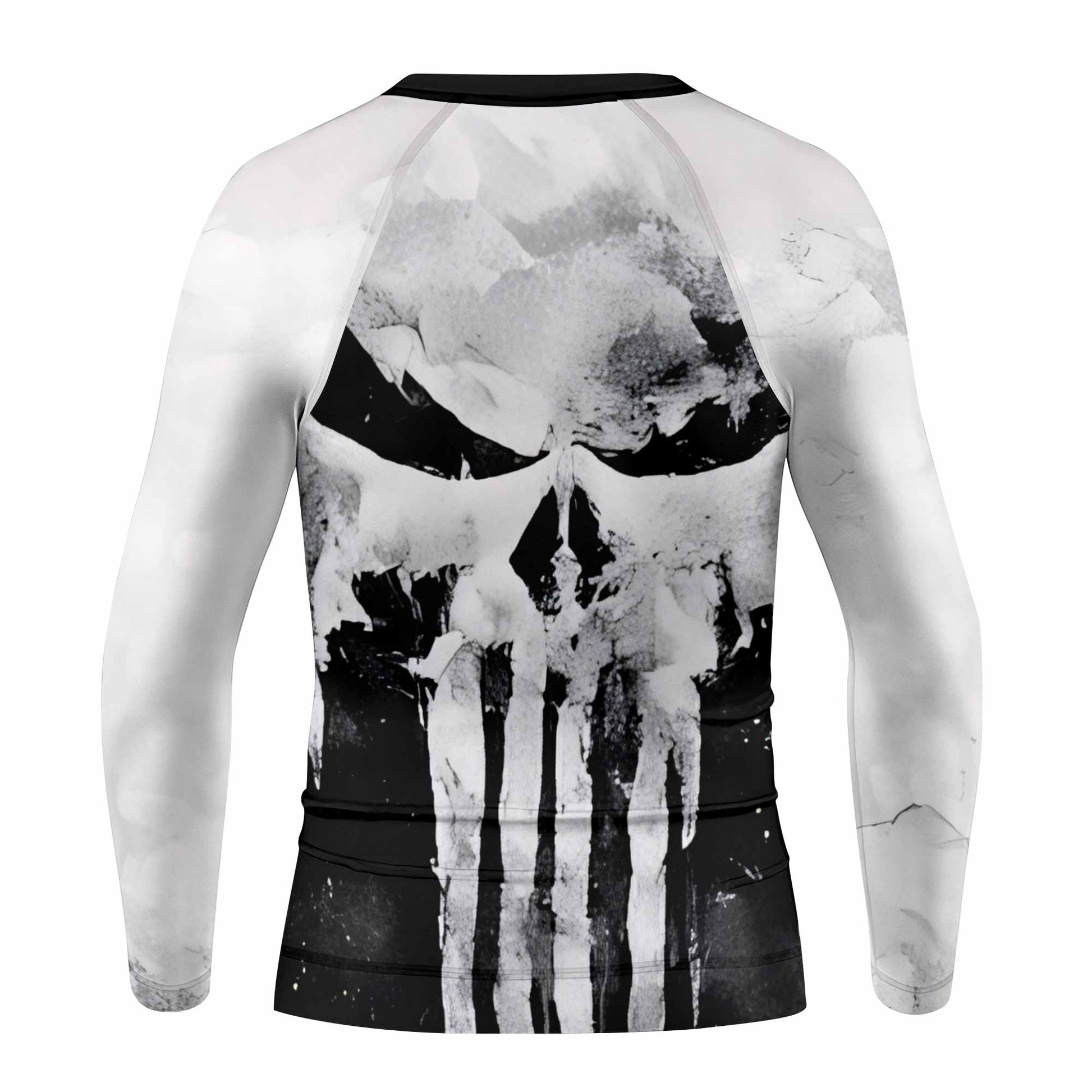 Punisher Ghost Skull Kids Rash Guard Long Sleeve - back view mockup