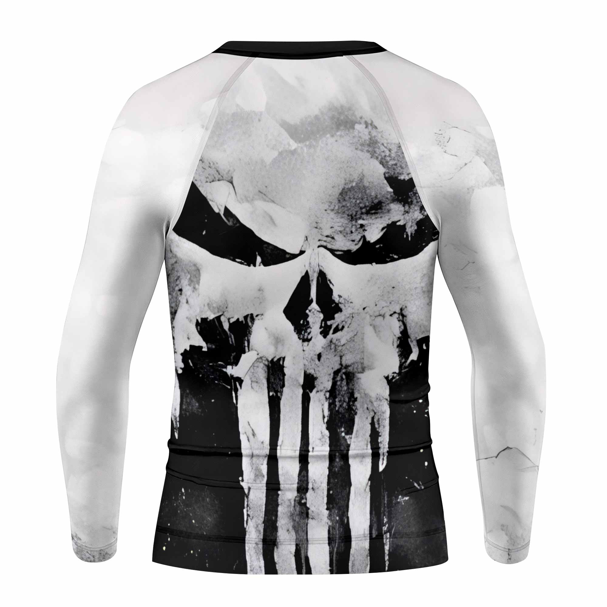 Punisher Ghost Skull Kids Rash Guard Long Sleeve - back view mockup