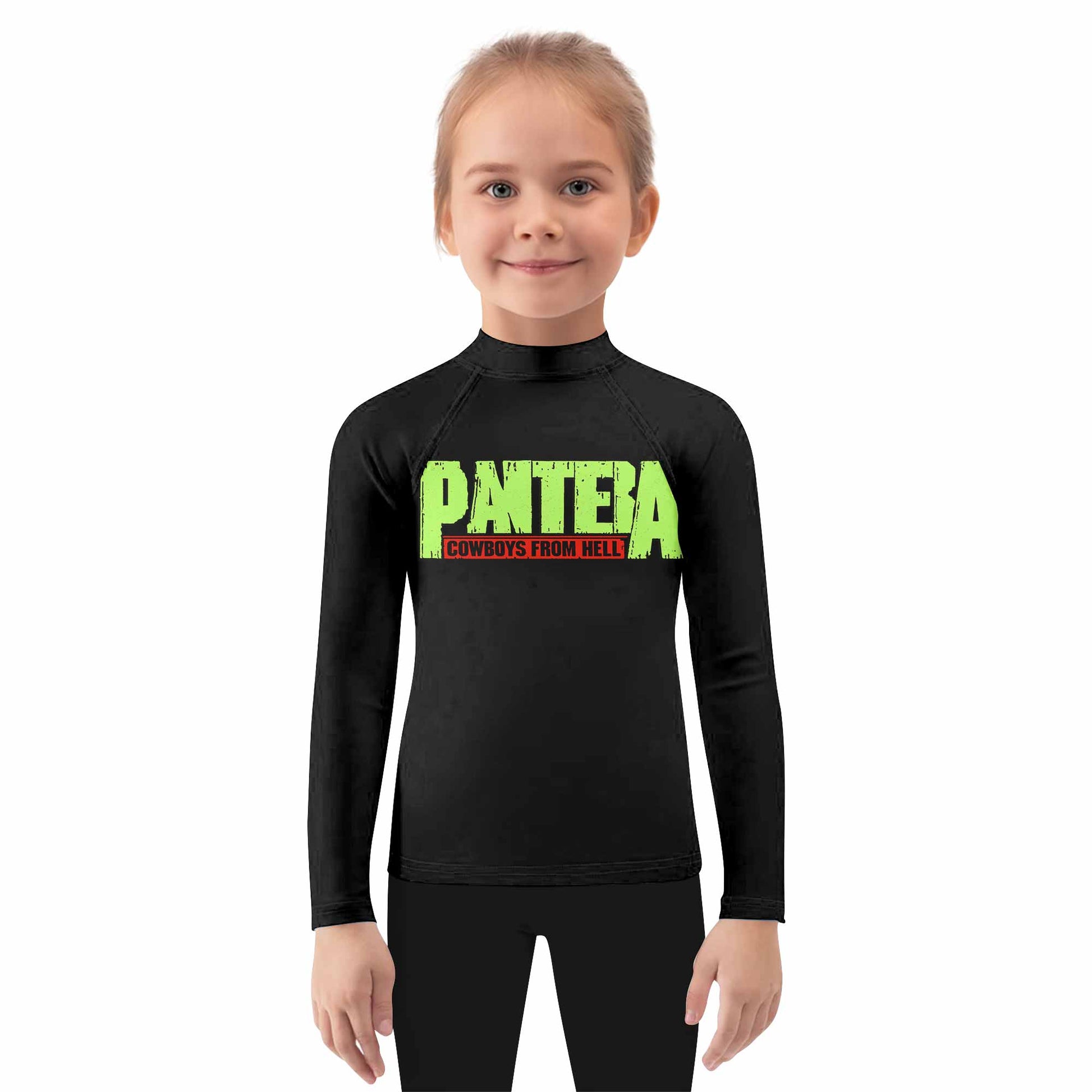 Pantera Cowboys From Hell Kids Rash Guard Long Sleeve - girl's lifestyle view