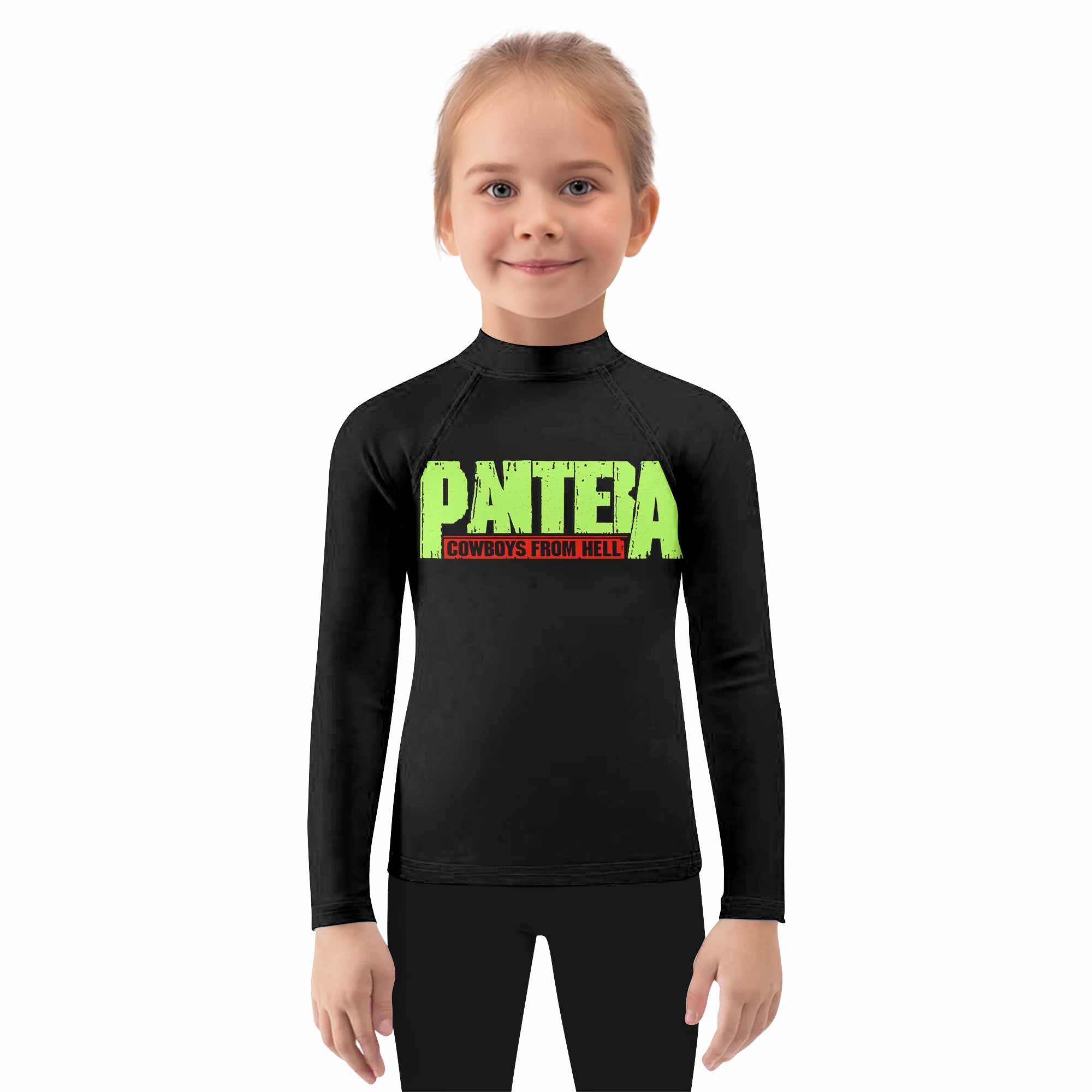 Pantera Cowboys From Hell Kids Rash Guard Long Sleeve - girl's lifestyle view