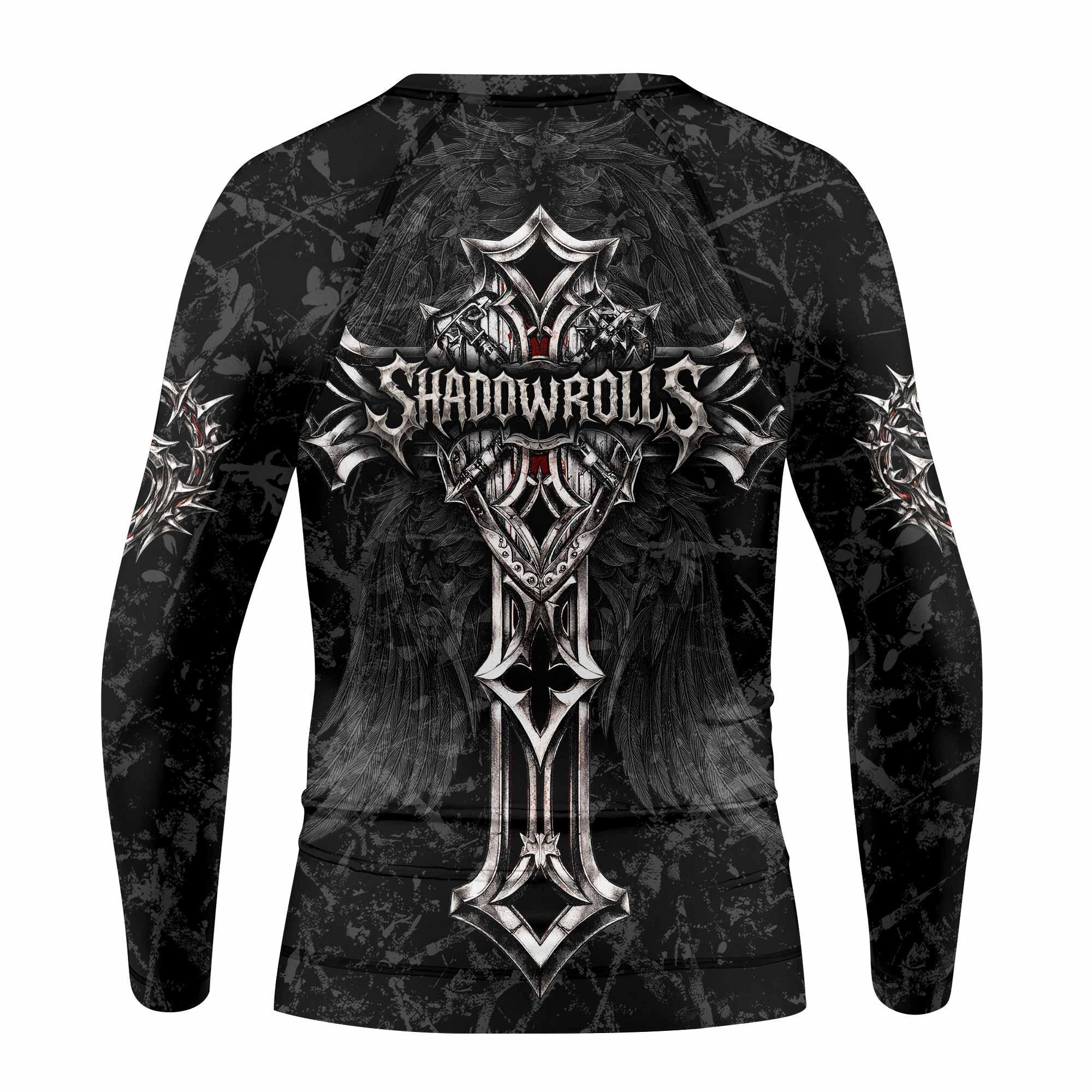 Crown of Thorns Cross Kids Rash Guard Long Sleeve - back view mockup
