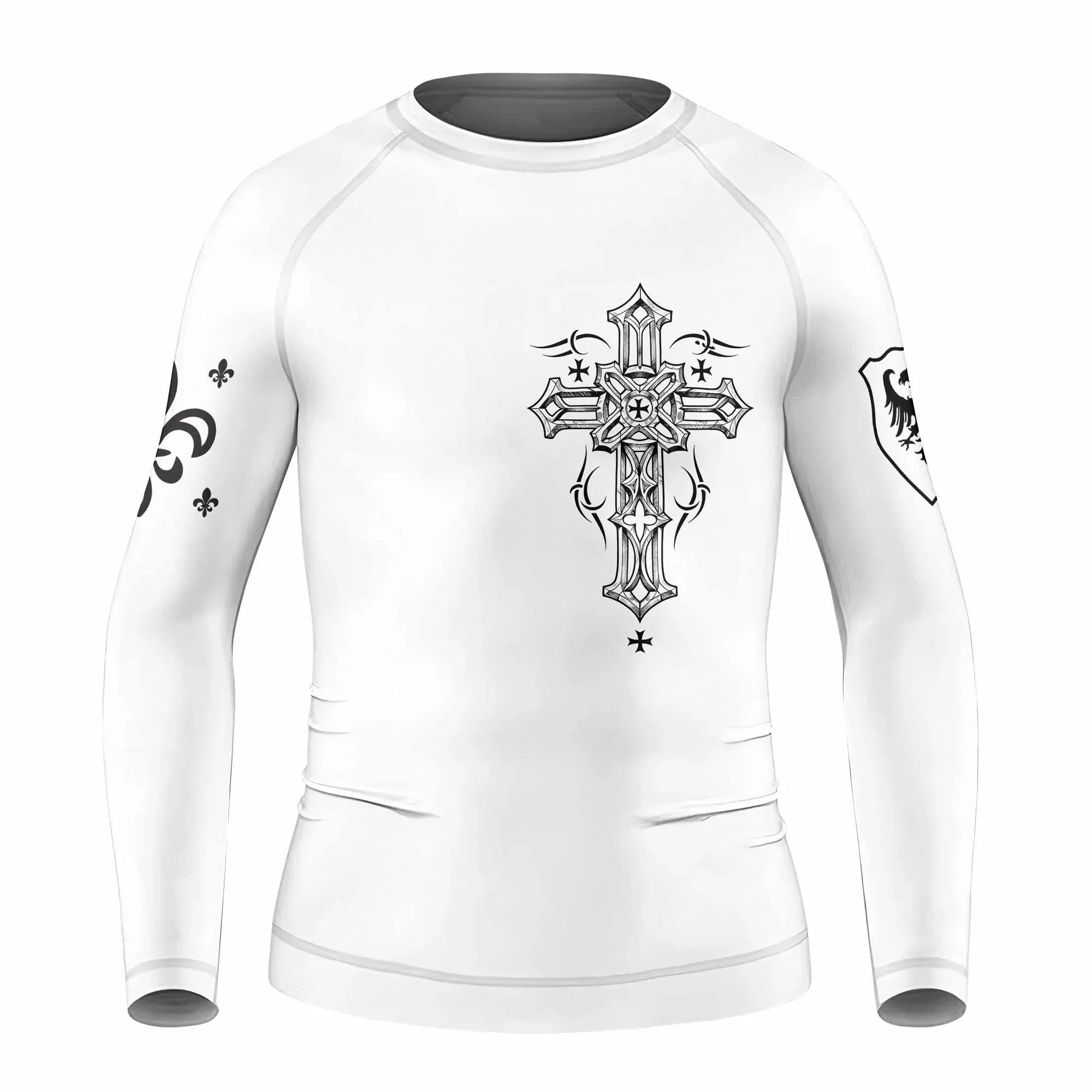 Angel Wings Cross Kids Rash Guard Long Sleeve - front view mockup