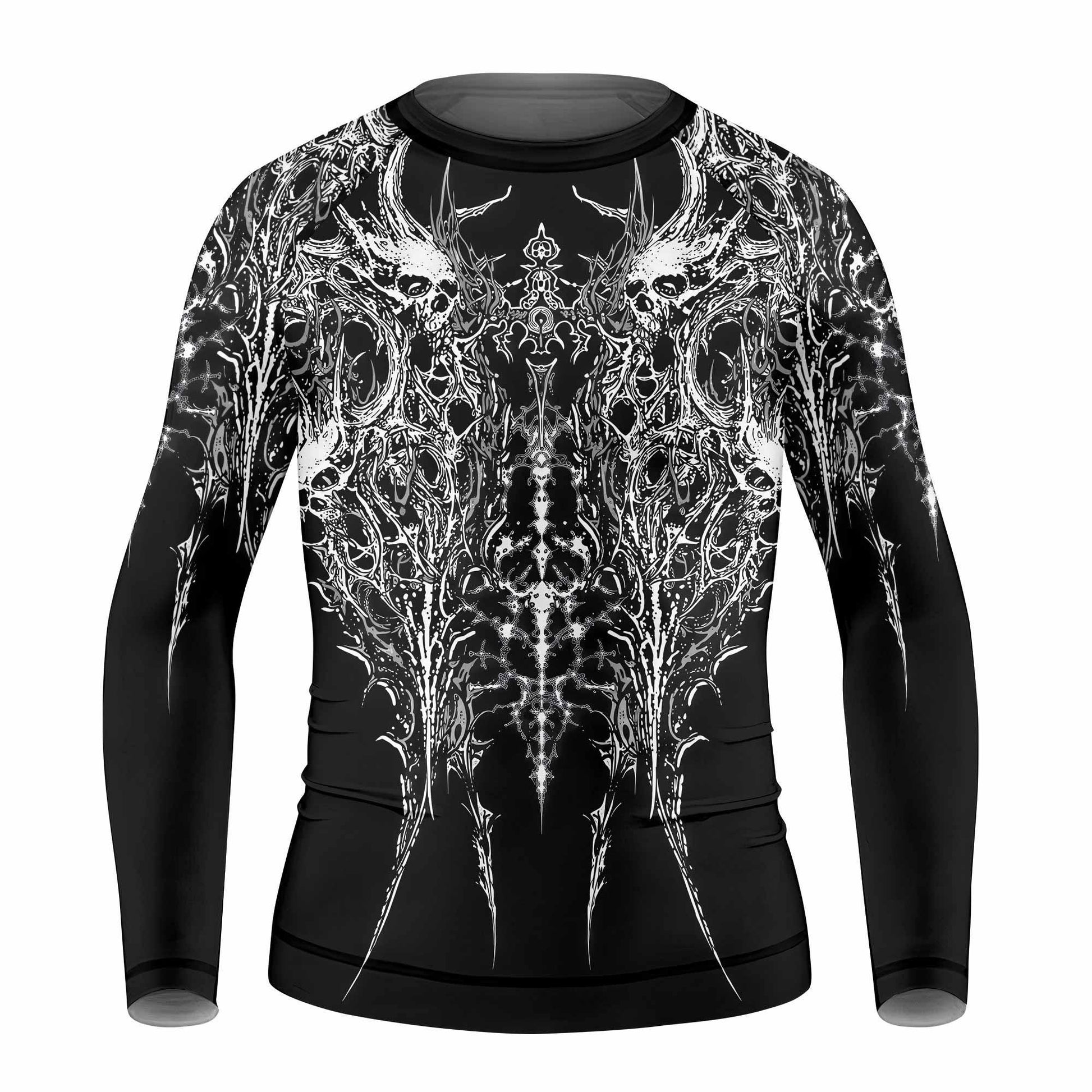 Mortalis Dark Spine Kids Rash Guard Long Sleeve - front view mockup