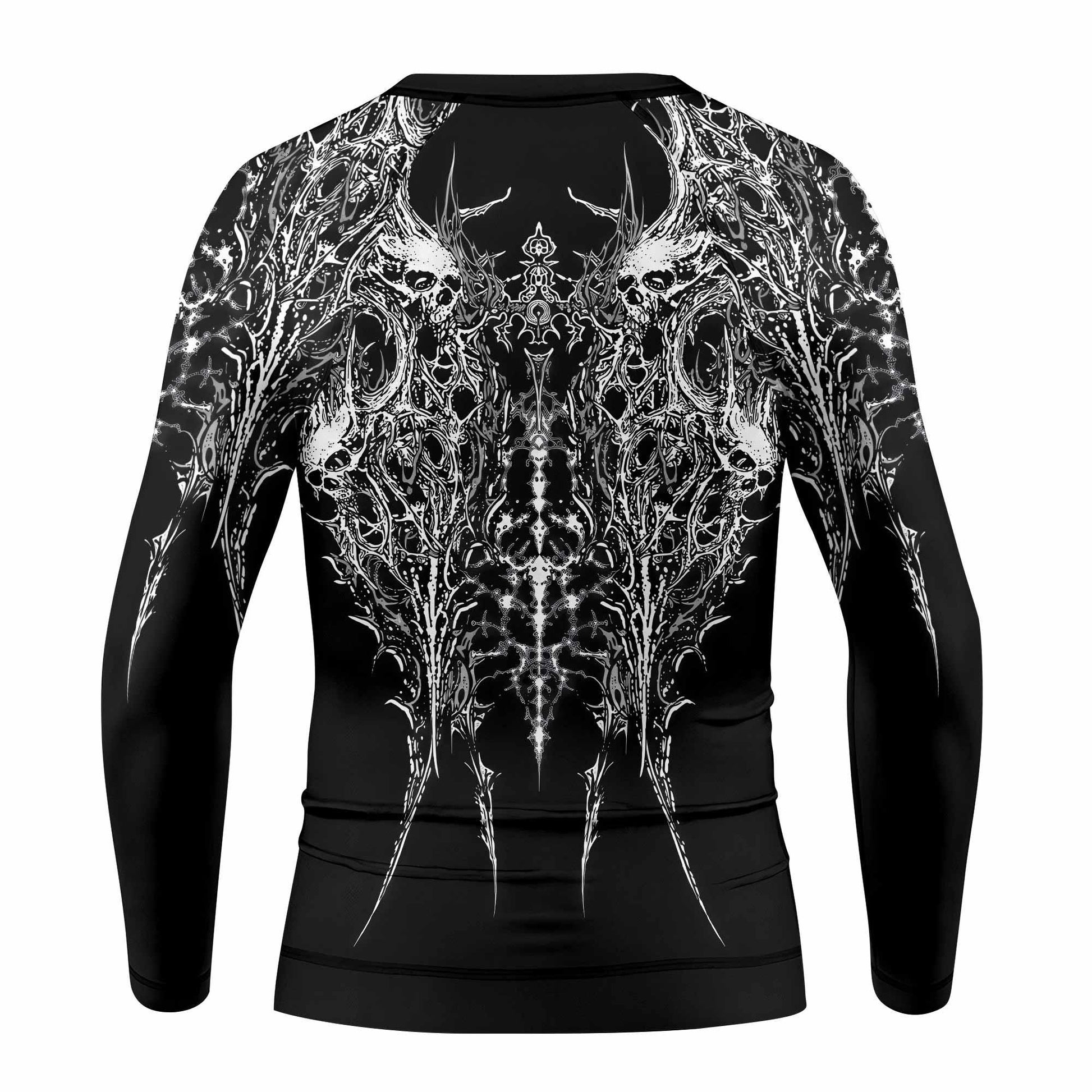 Mortalis Dark Spine Kids Rash Guard Long Sleeve - back view mockup