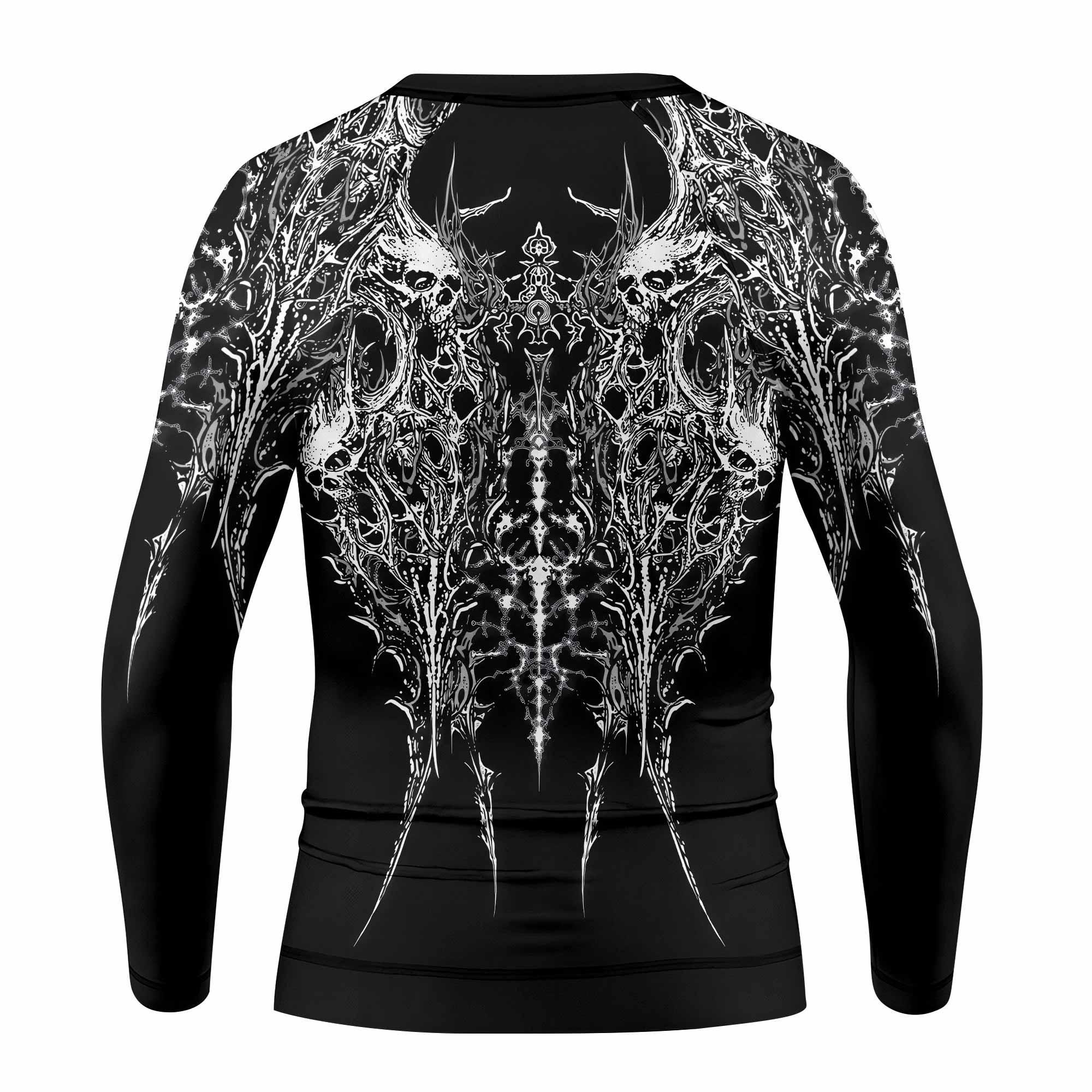 Mortalis Dark Spine Kids Rash Guard Long Sleeve - back view mockup