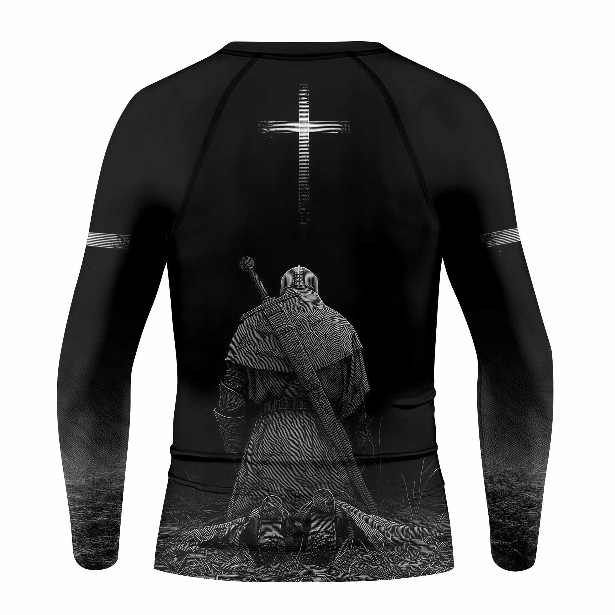 Psalms 23:4 NIV Kids Rash Guard Long Sleeve - back view mockup