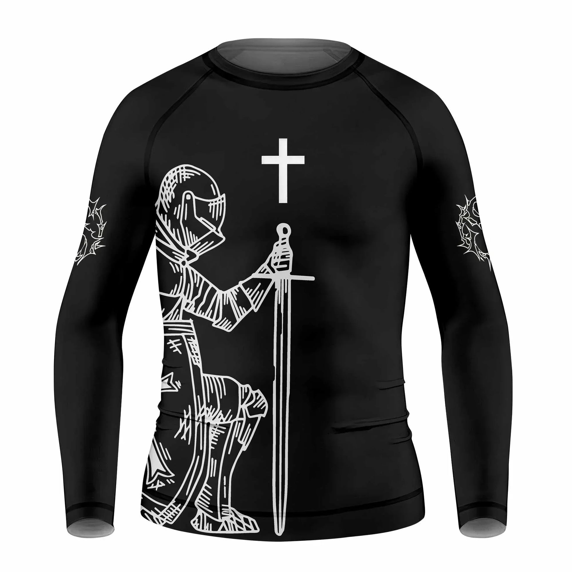 Give Me an Army Rosary Kids Rash Guard Long Sleeve - front view mockup