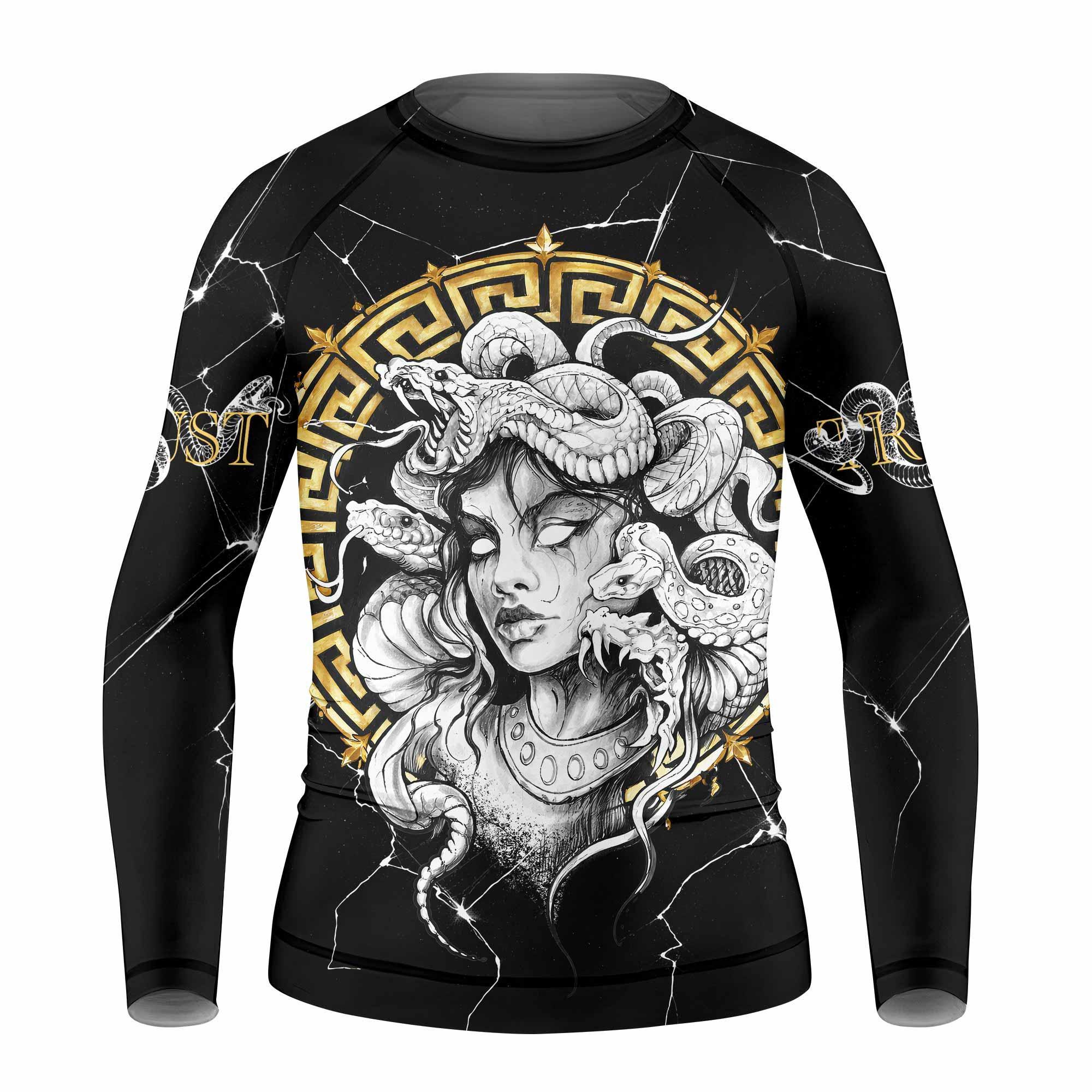 Medusa Snake Kids Rash Guard Long Sleeve - front view mockup